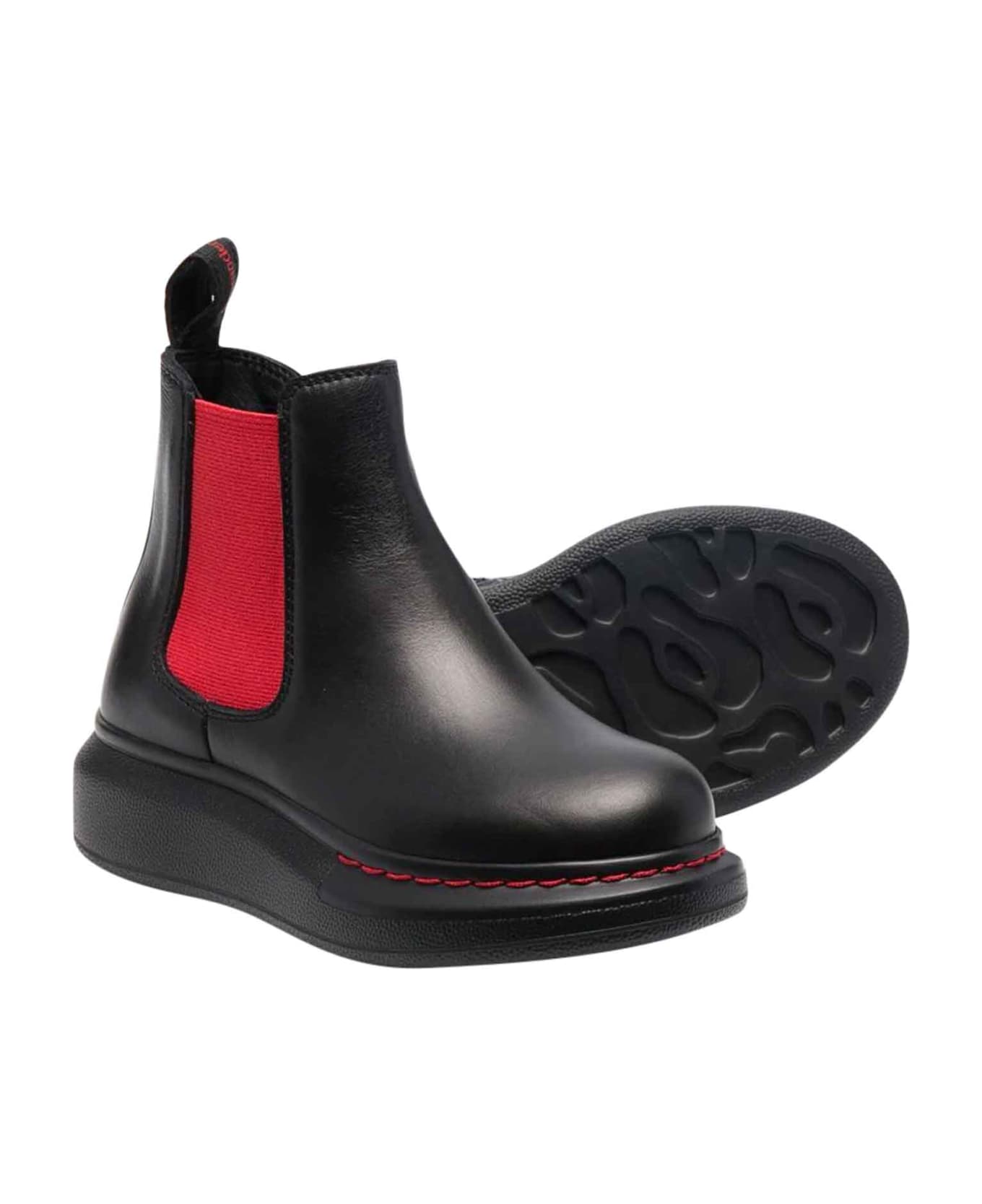 Alexander McQueen Kids Unisex Black Ankle Boots - Nero/rosso