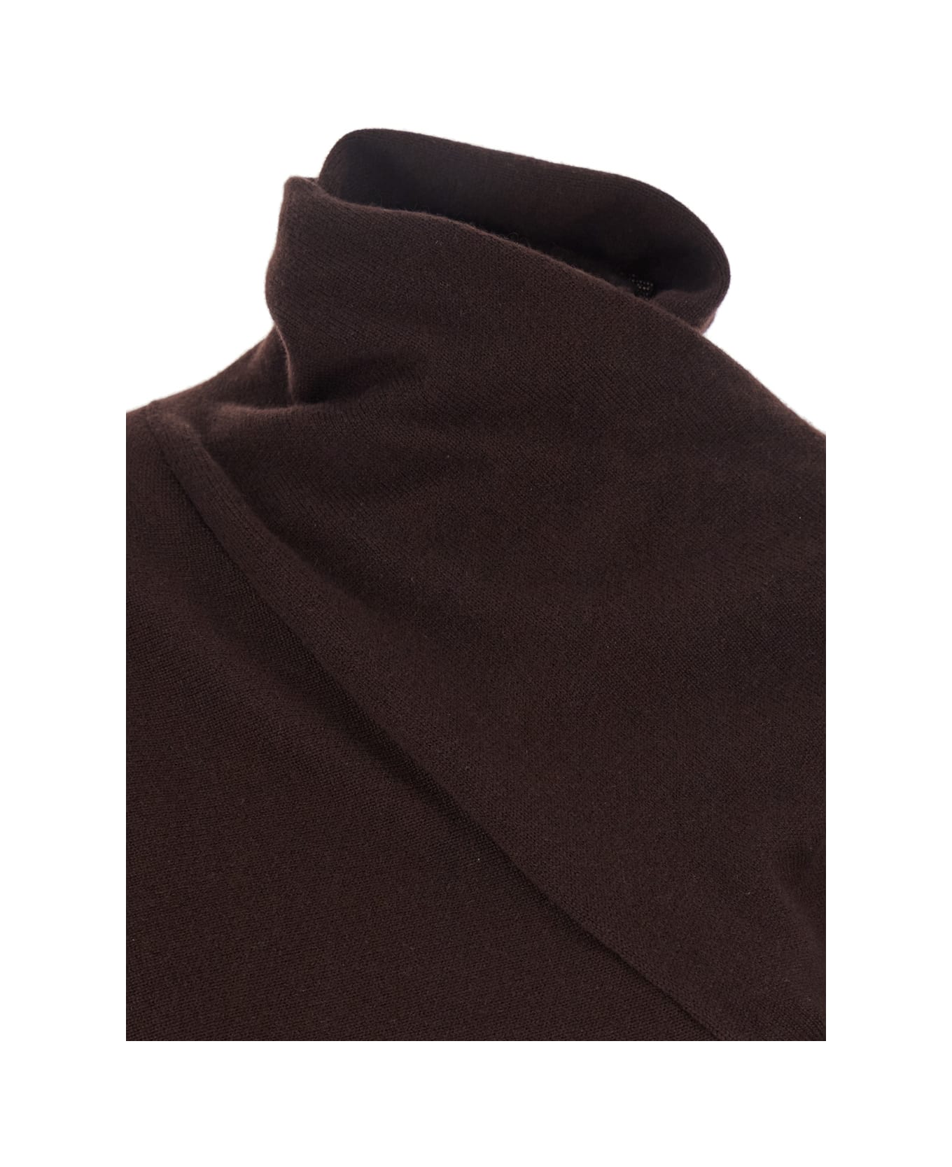Tom Ford Brown Sweater With High Neck In Cashmere And Cotton Blend Woman - Brown