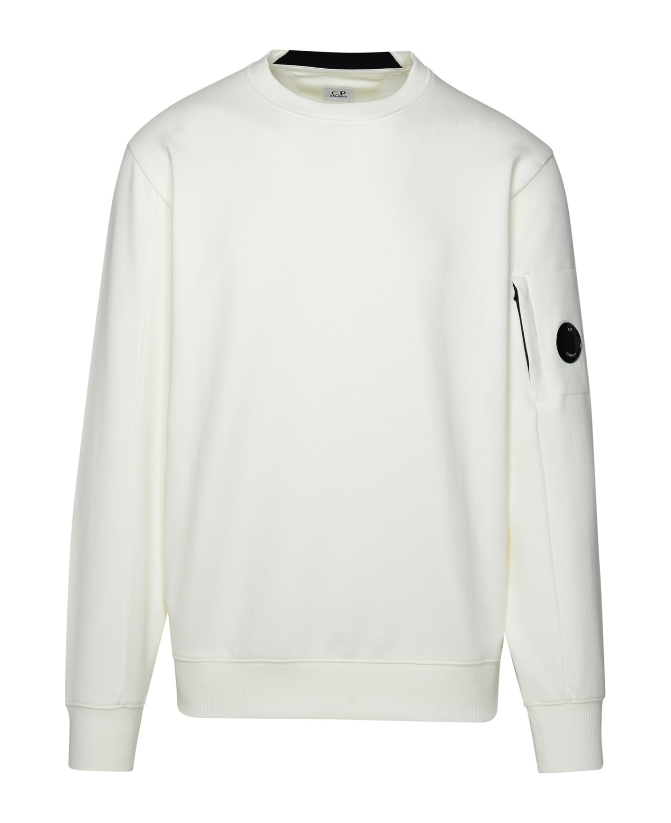 C.P. Company 'diagonal Raised Fleece' Ivory Cotton Sweatshirt - Avorio