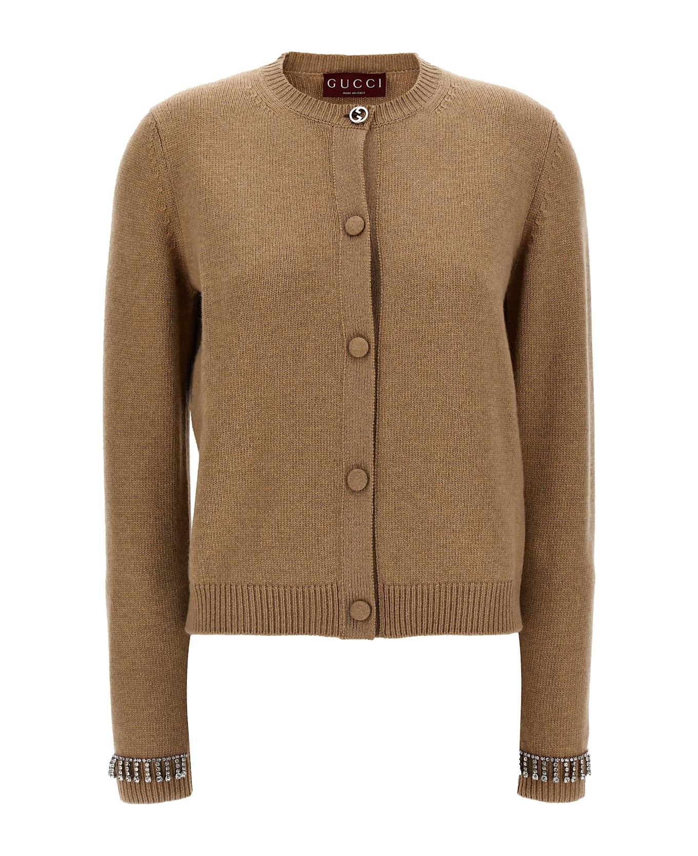 Gucci Jewel Cuffs Cardigan - Beige