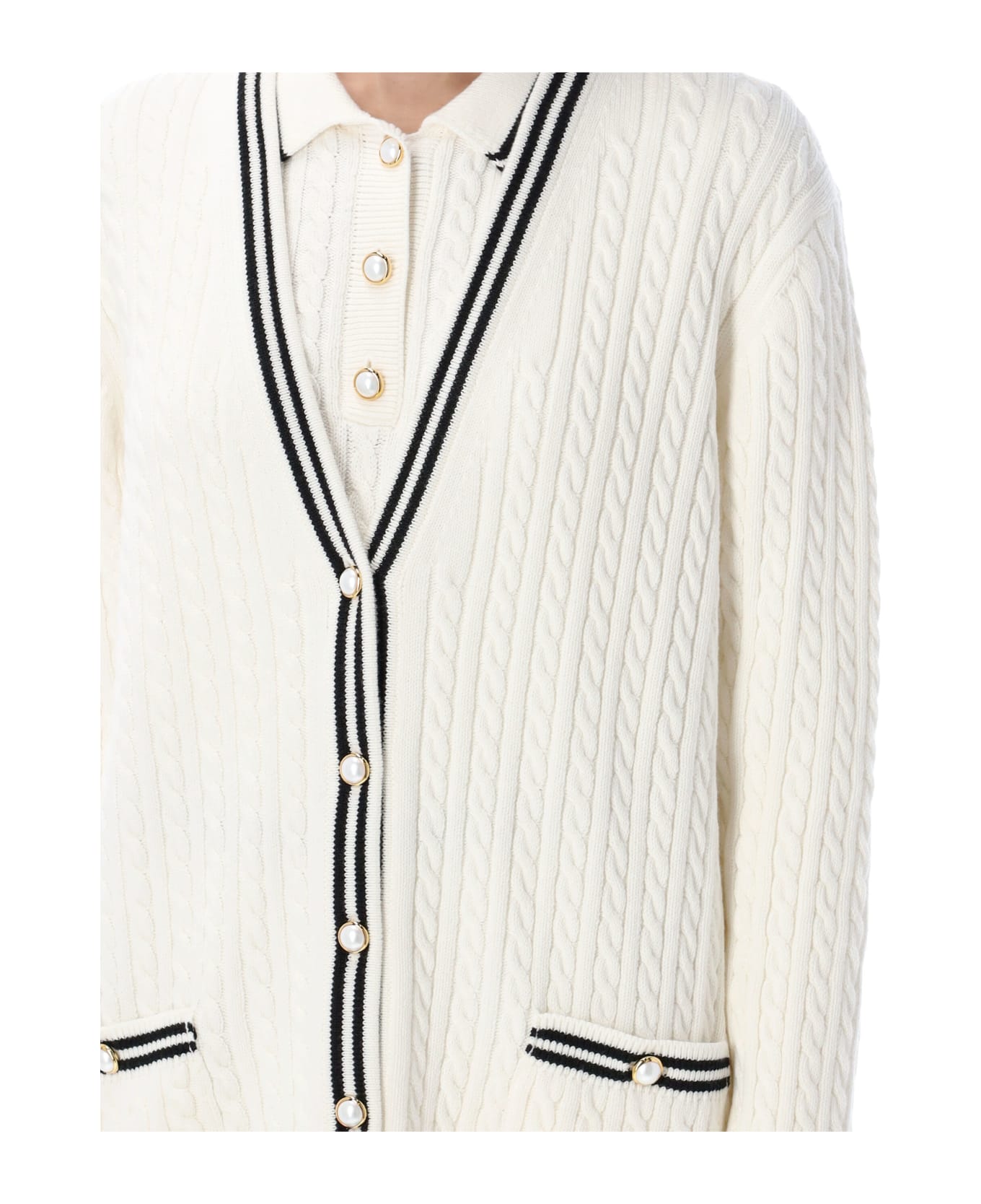 Alessandra Rich Knitted Cardigan - WHITE