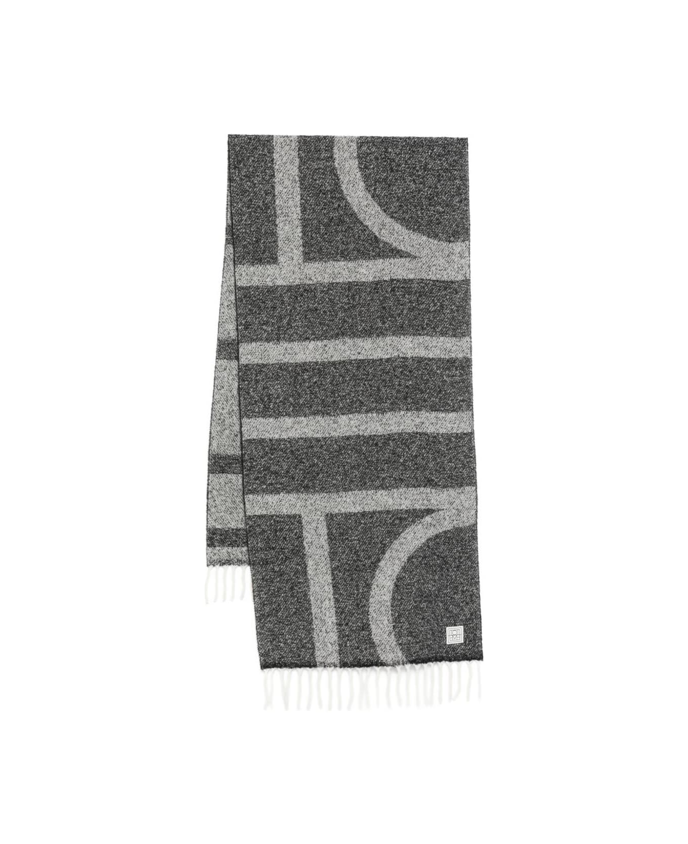 Totême Monogram Wool Scarf - Black