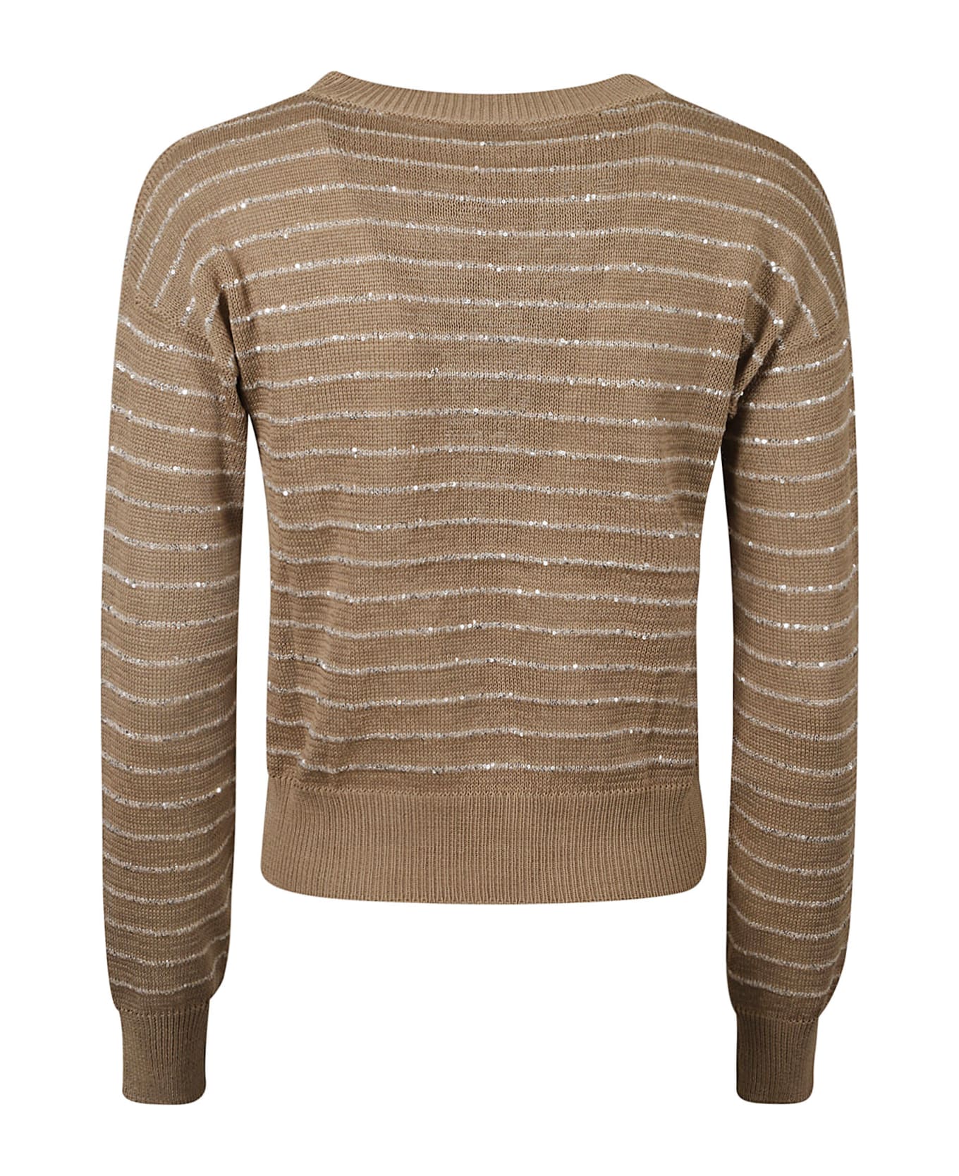 Brunello Cucinelli Glittery Striped Sweater - wheat stalk