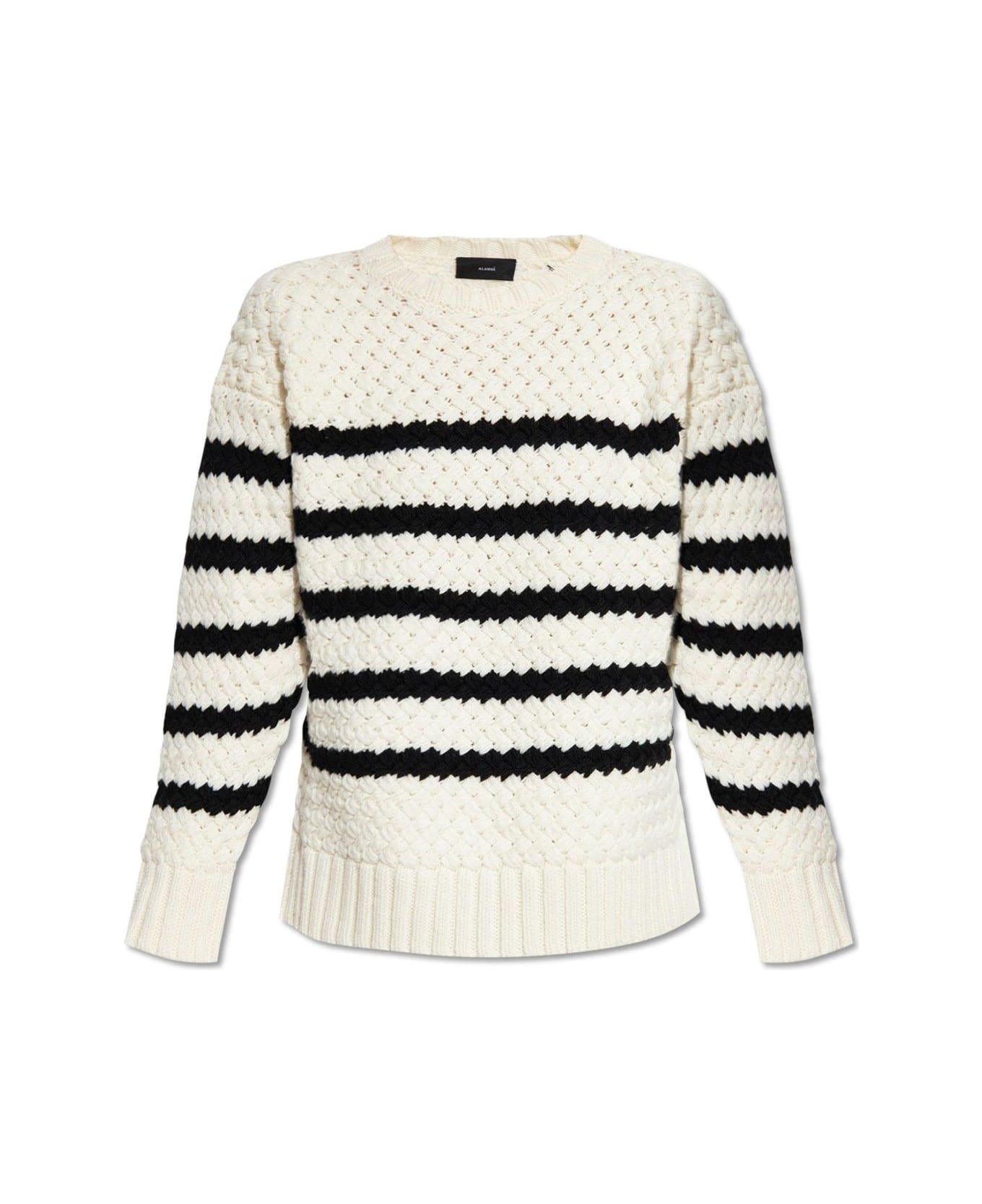 Alanui Stripe Detailed Knit Sweater - White Black ニットウェア