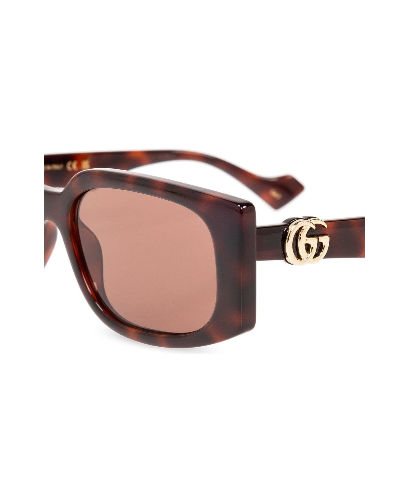 Gucci Eyewear Rectangle Frame Sunglasses - Havana Brown