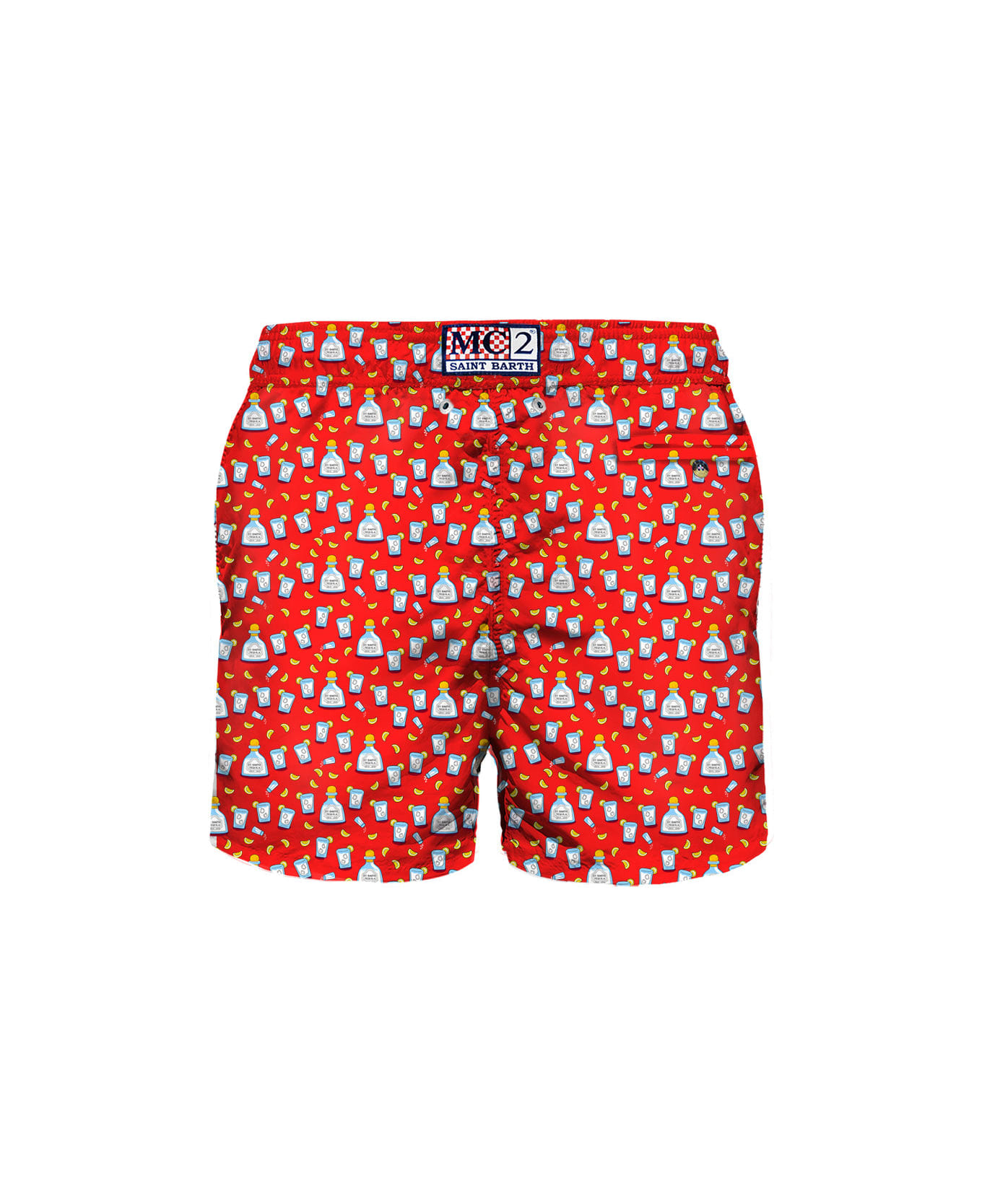 MC2 Saint Barth Man Light Fabric Swim Shorts With Tequila Print - RED