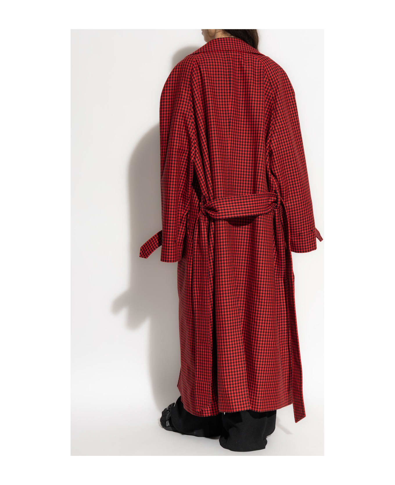Balenciaga Coat With Houndstooth Pattern - Red