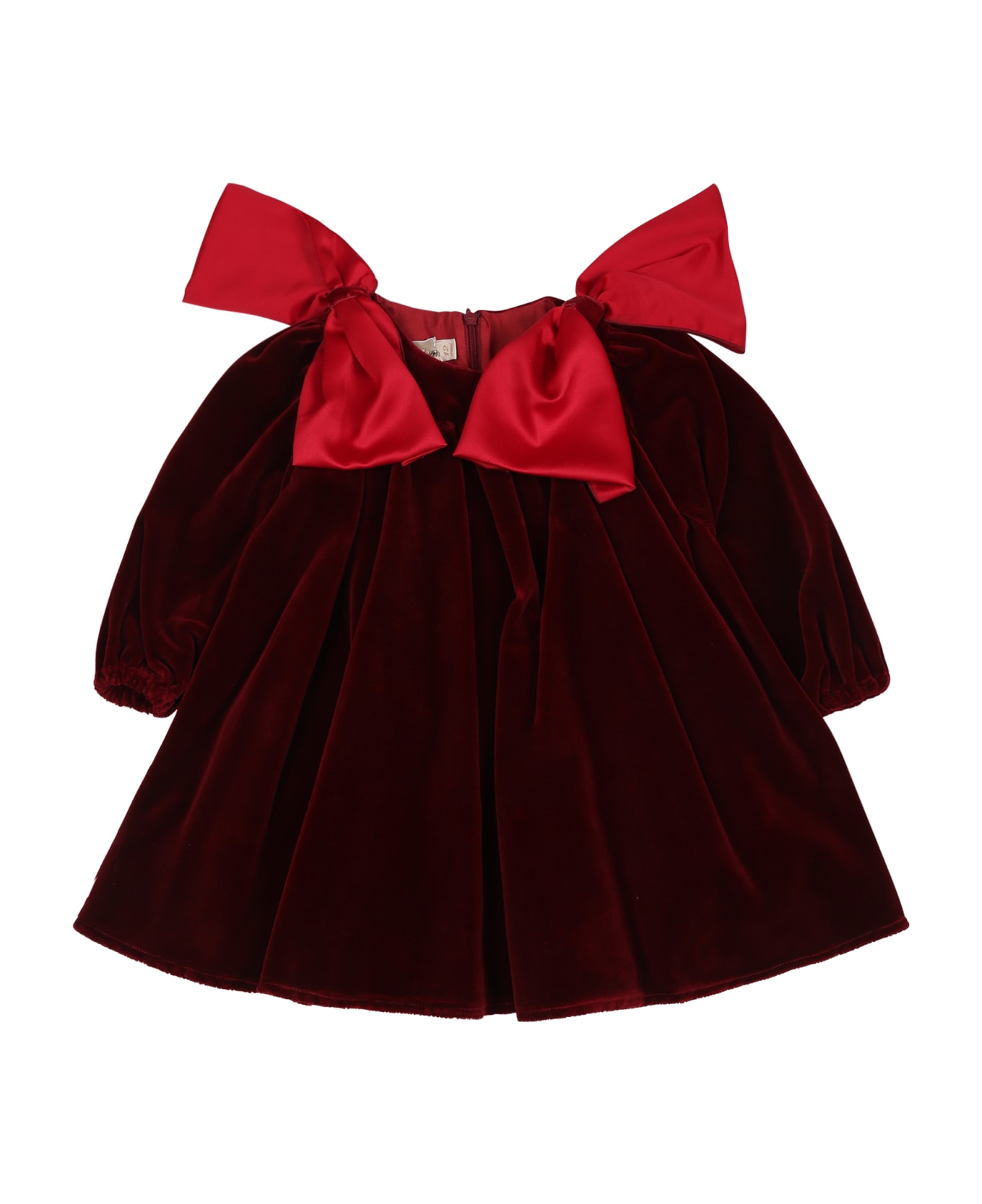 La stupenderia Burgundy Dress For Baby Girl With Bow - Bordeaux