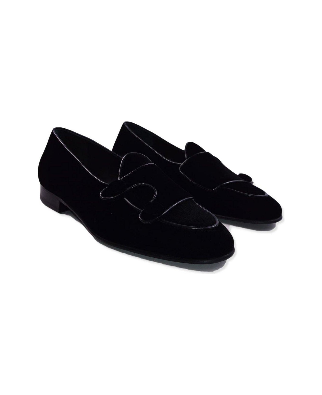Edhen Milano Almond Toe Slip-on Loafers - Black