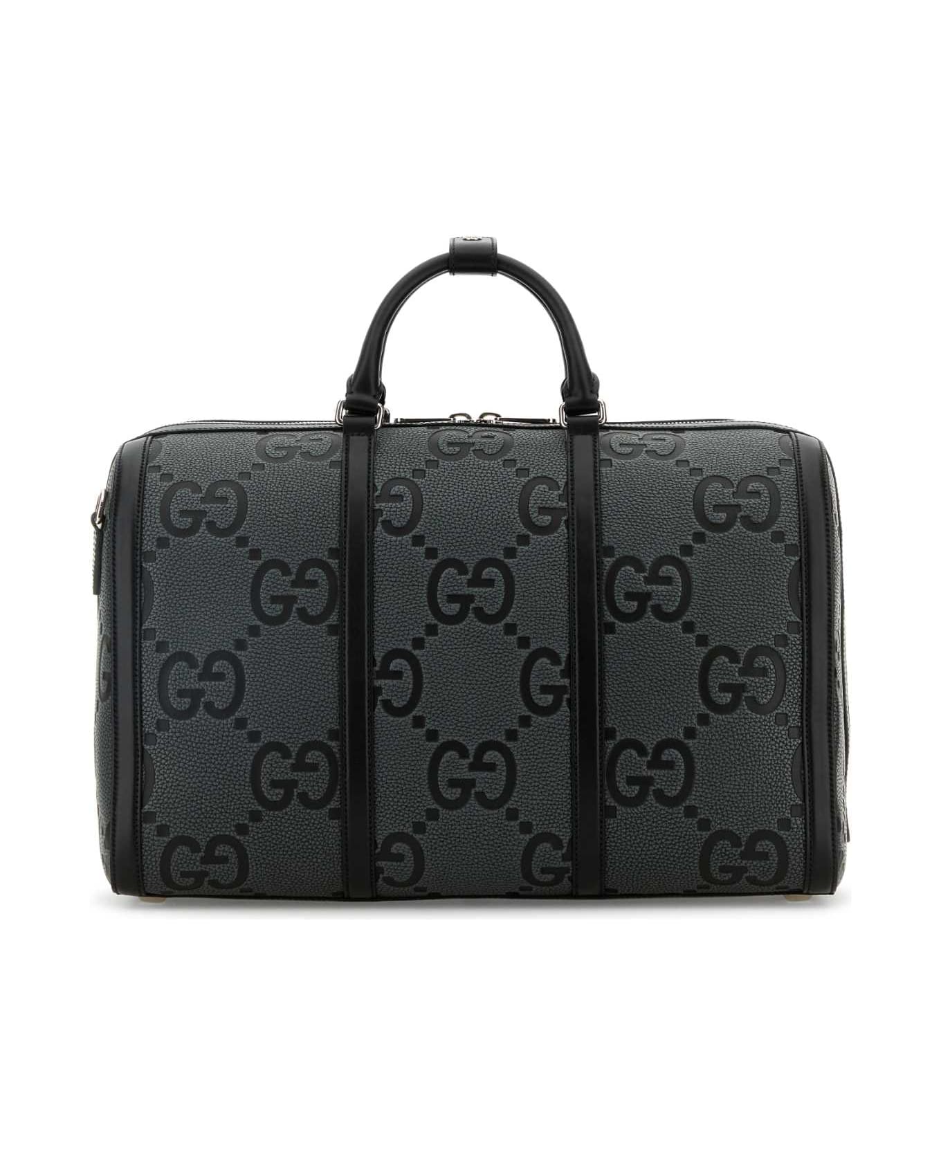 Gucci Jumbo Gg Leather Travel Bag - BLACKGREY