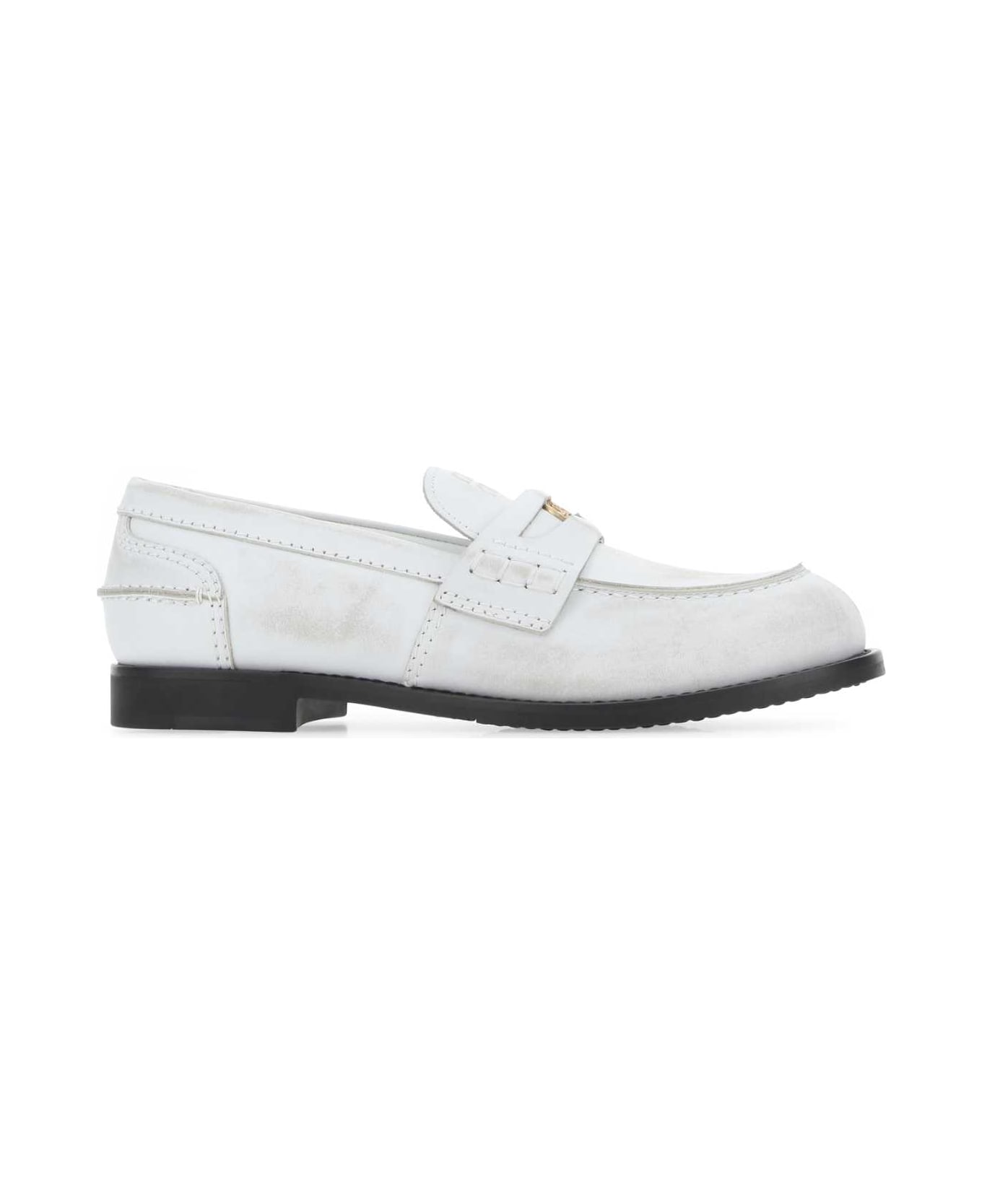 Miu Miu White Leather Loafers - White