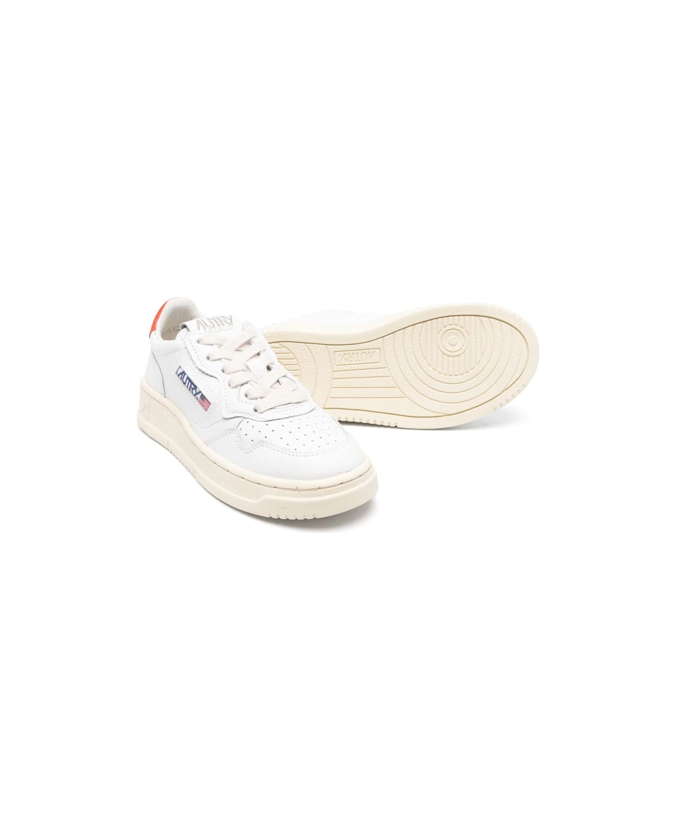 Autry White And Red Medalist Low Sneakers - Bianco