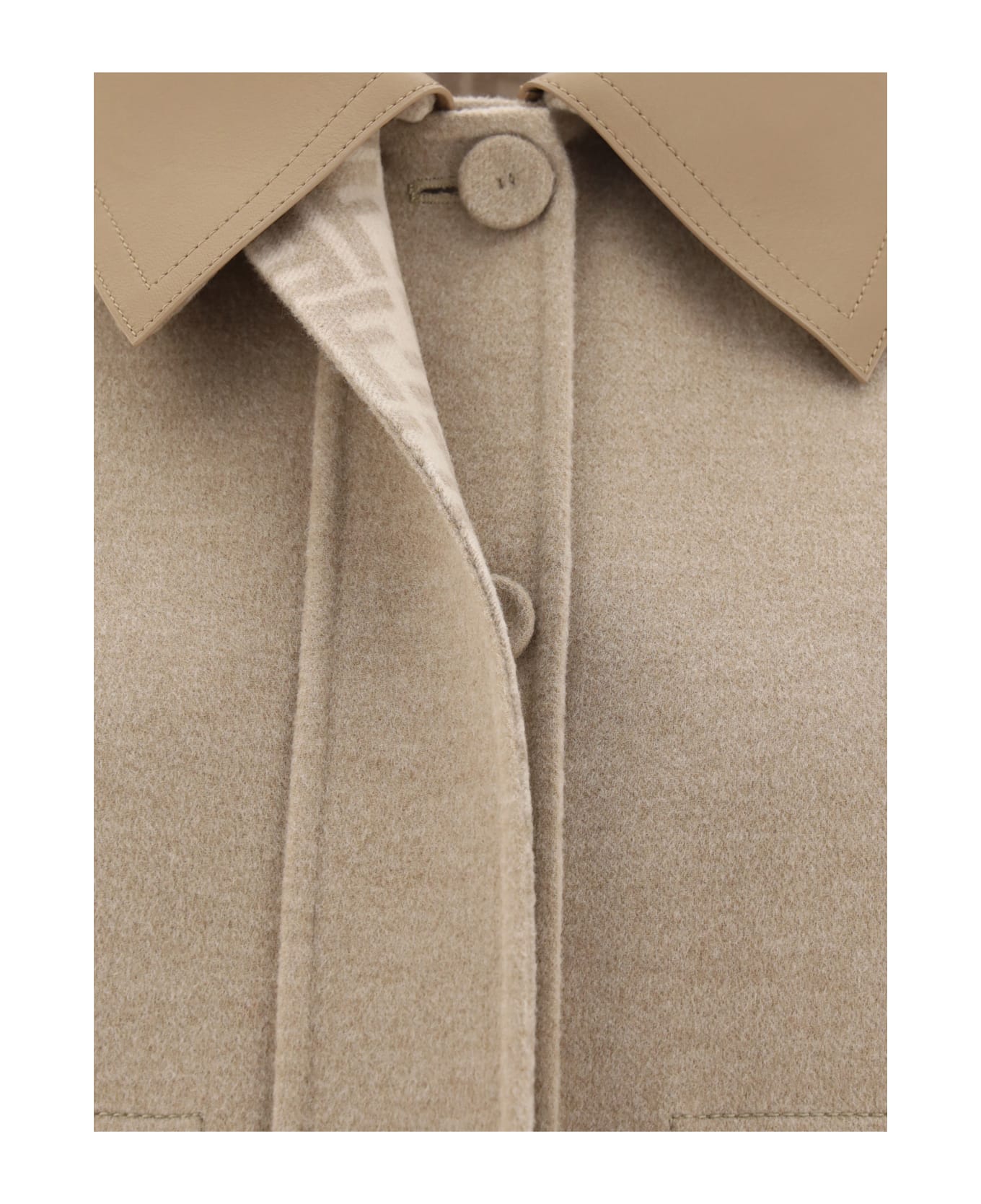 Fendi Cappuccino Wool Blend Reversible Jacket - PORTABELLA