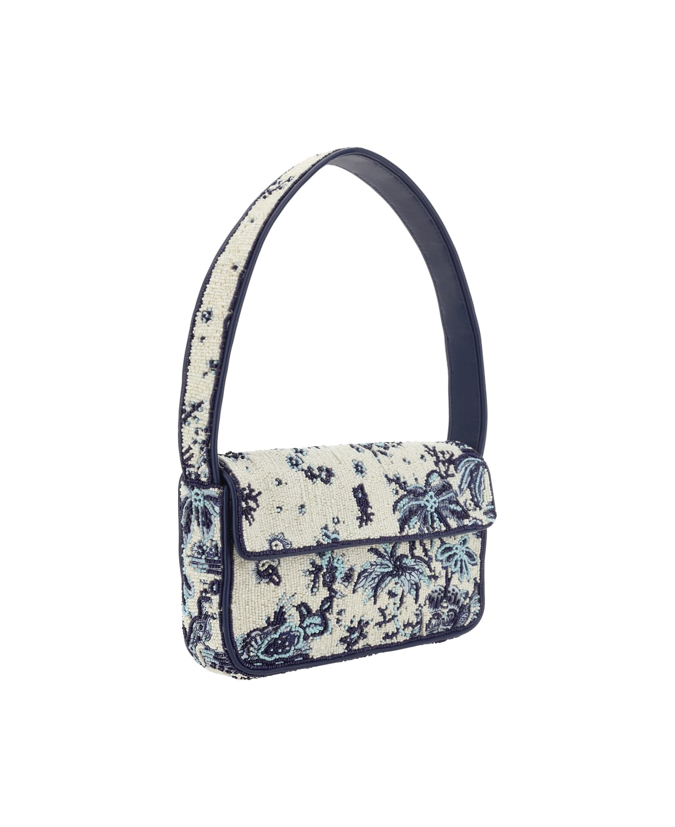 STAUD Tommy Beaded Shoulder Bag - Blue