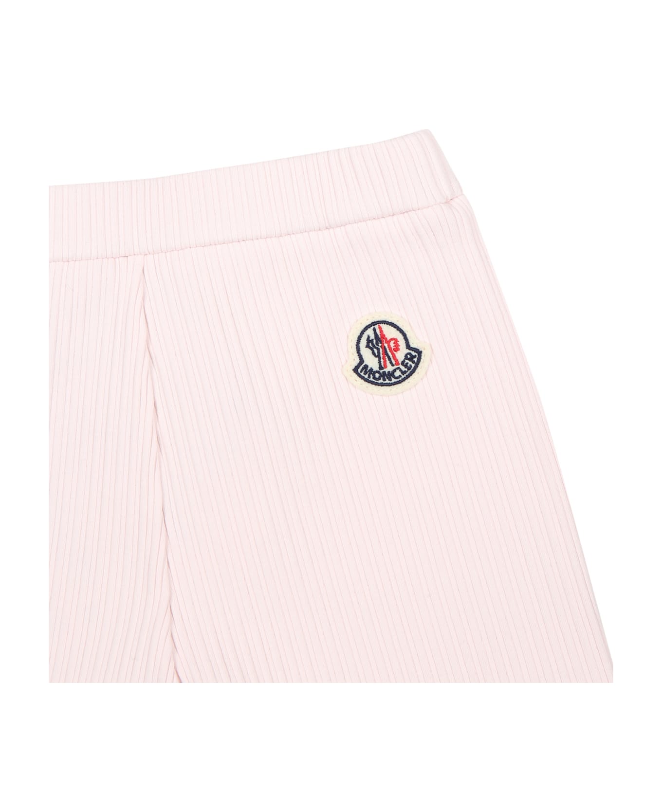 Moncler Pink Sports Shorts For Baby Girl With Logo - Pink