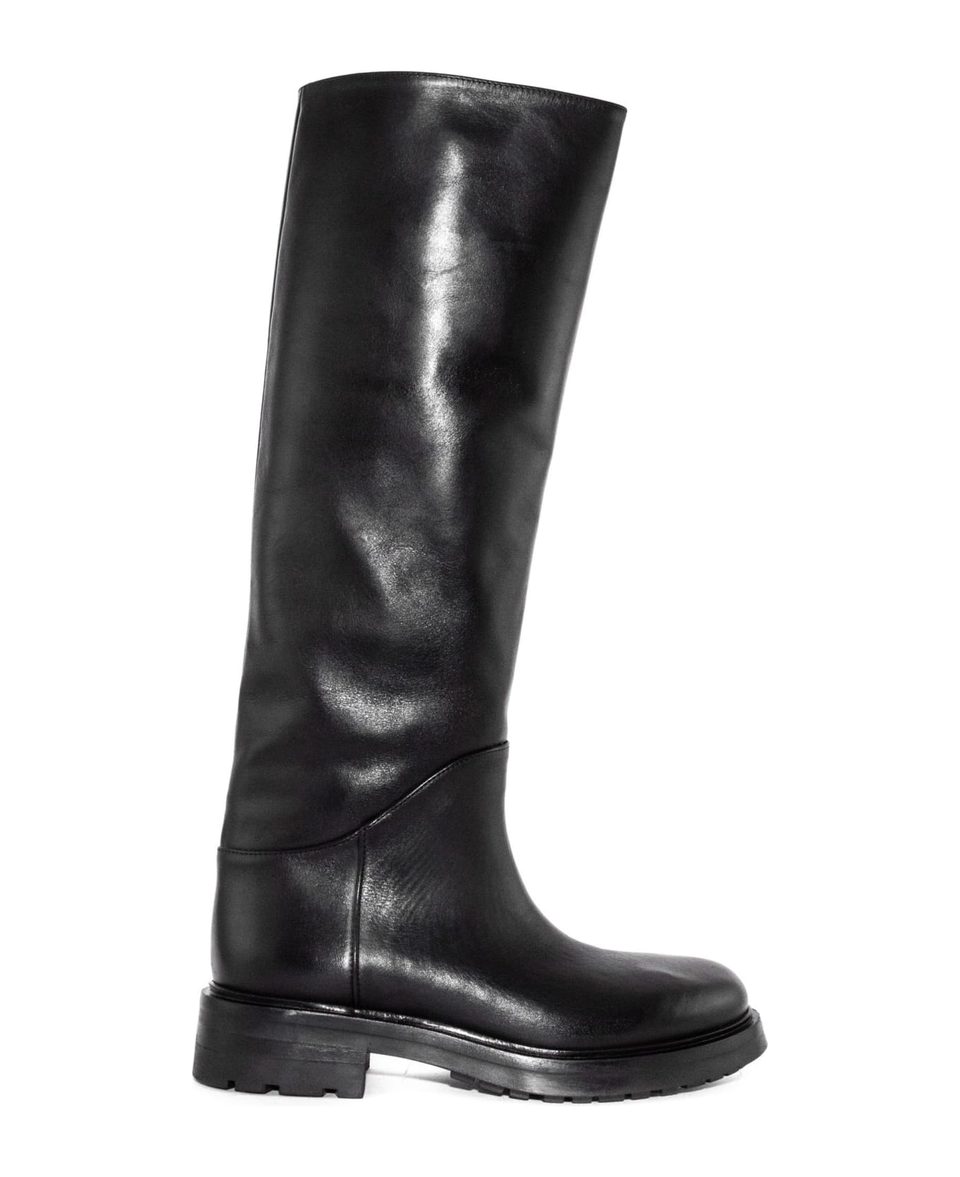Elena Iachi Black Leather High Boots - Black