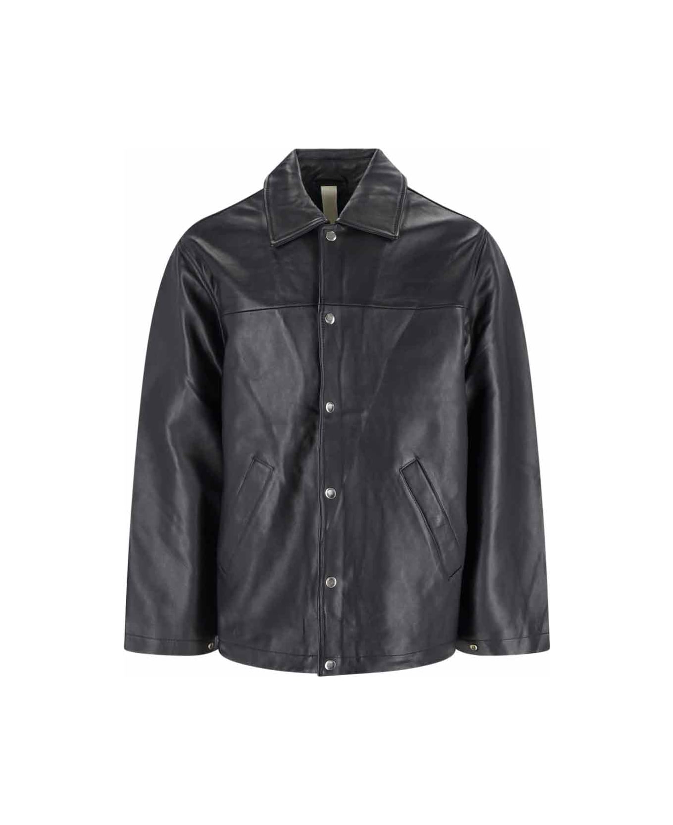 Sunflower Lamb Leather Jacket - Black  
