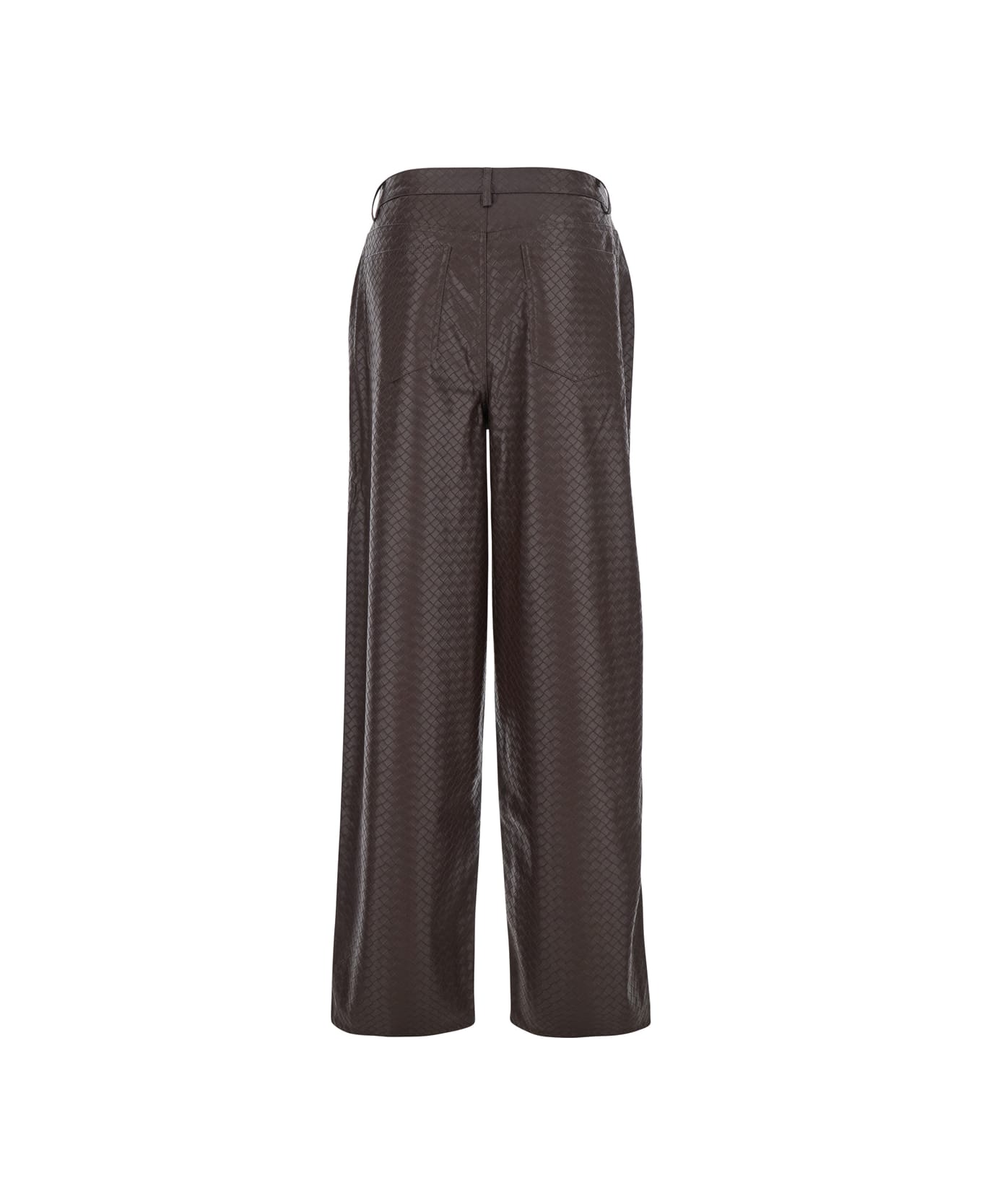 Rotate by Birger Christensen Brown Pants With Wide Leg And Woven Texture In Tech Fabric Woman - Brown