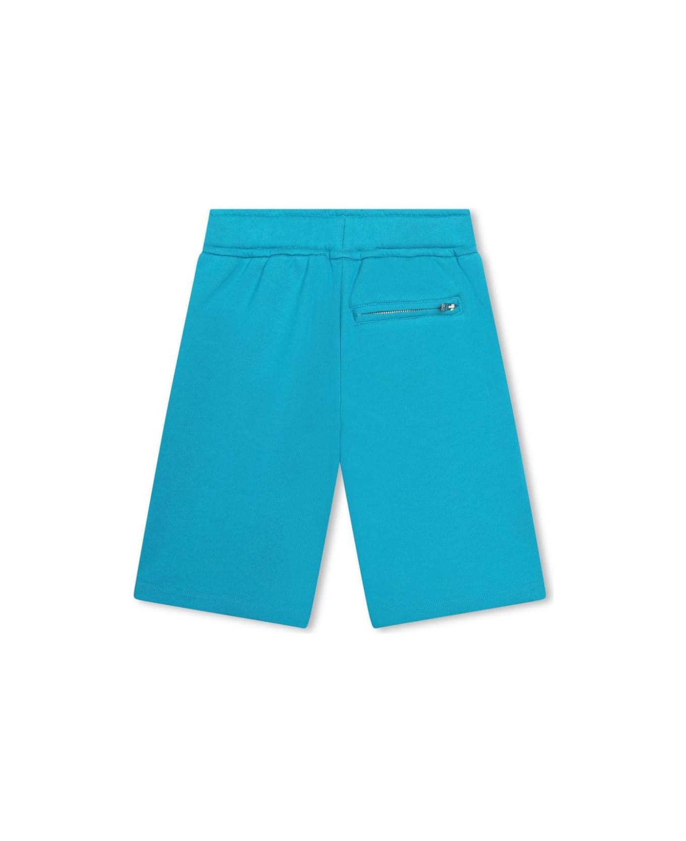 Lanvin Turquoise Shorts With Logo And 'curb' Motif - T Turchese