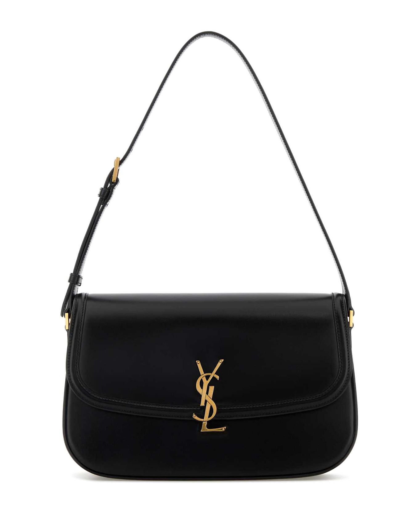 Saint Laurent Black Leather Medium Solferino Shoulder Bag - NERO
