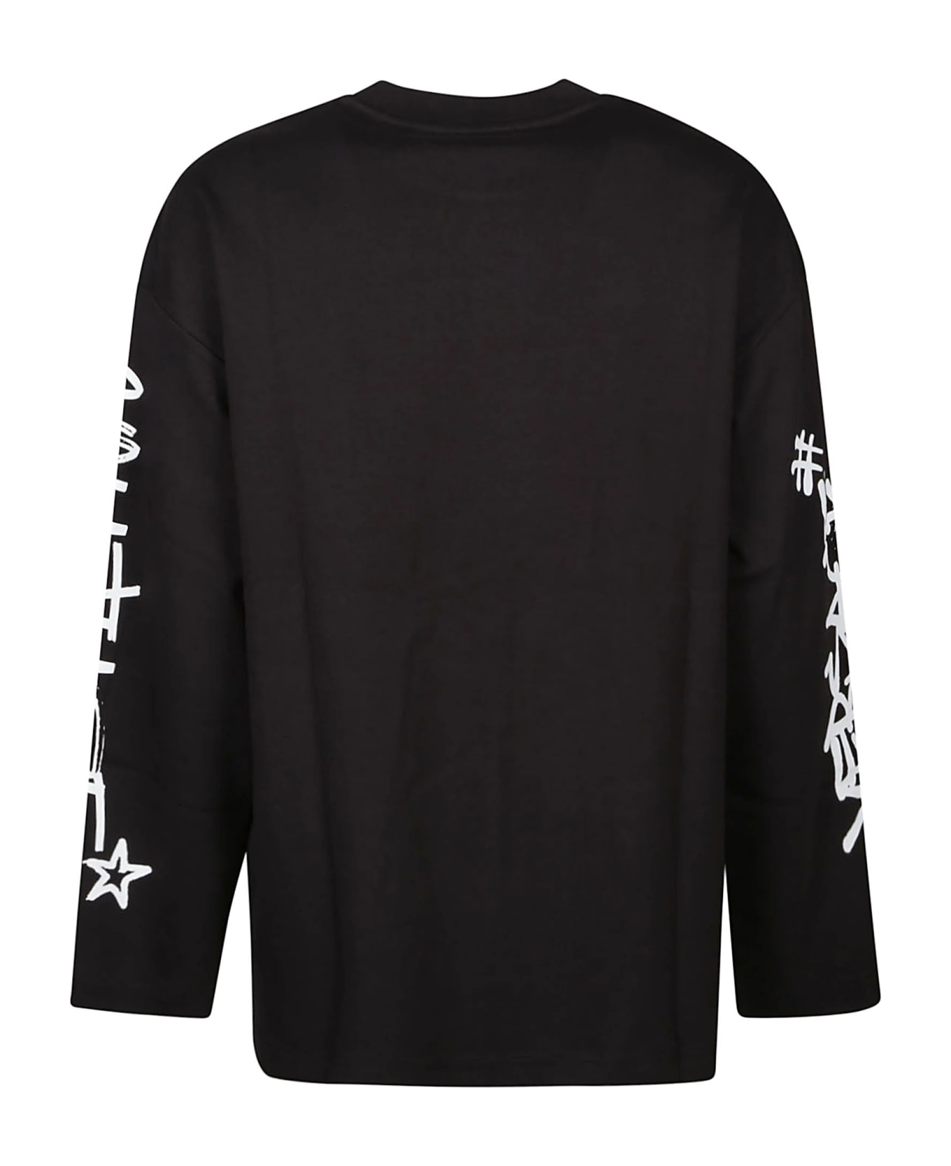 Versace Jeans Couture Logo Dripping Long Sleeve T-shirt - Black フリース