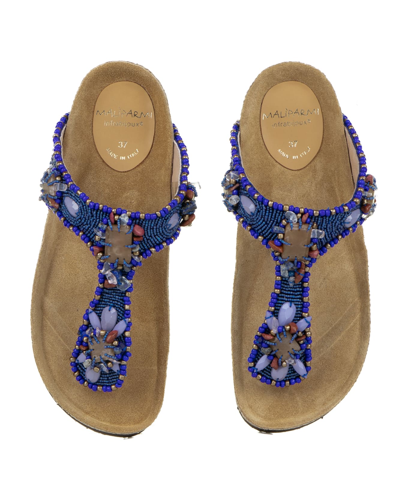 Malìparmi Flip-flops With Jewelery Embroidery On Beads - BLU/BEIGE サンダル