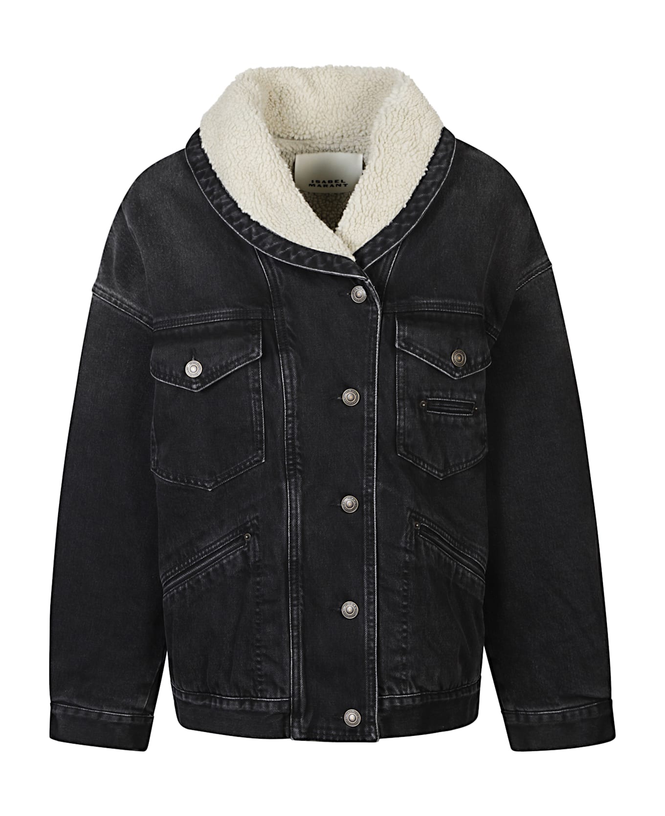 Isabel Marant Pimia Denim And Faux Fur Jacket - Black