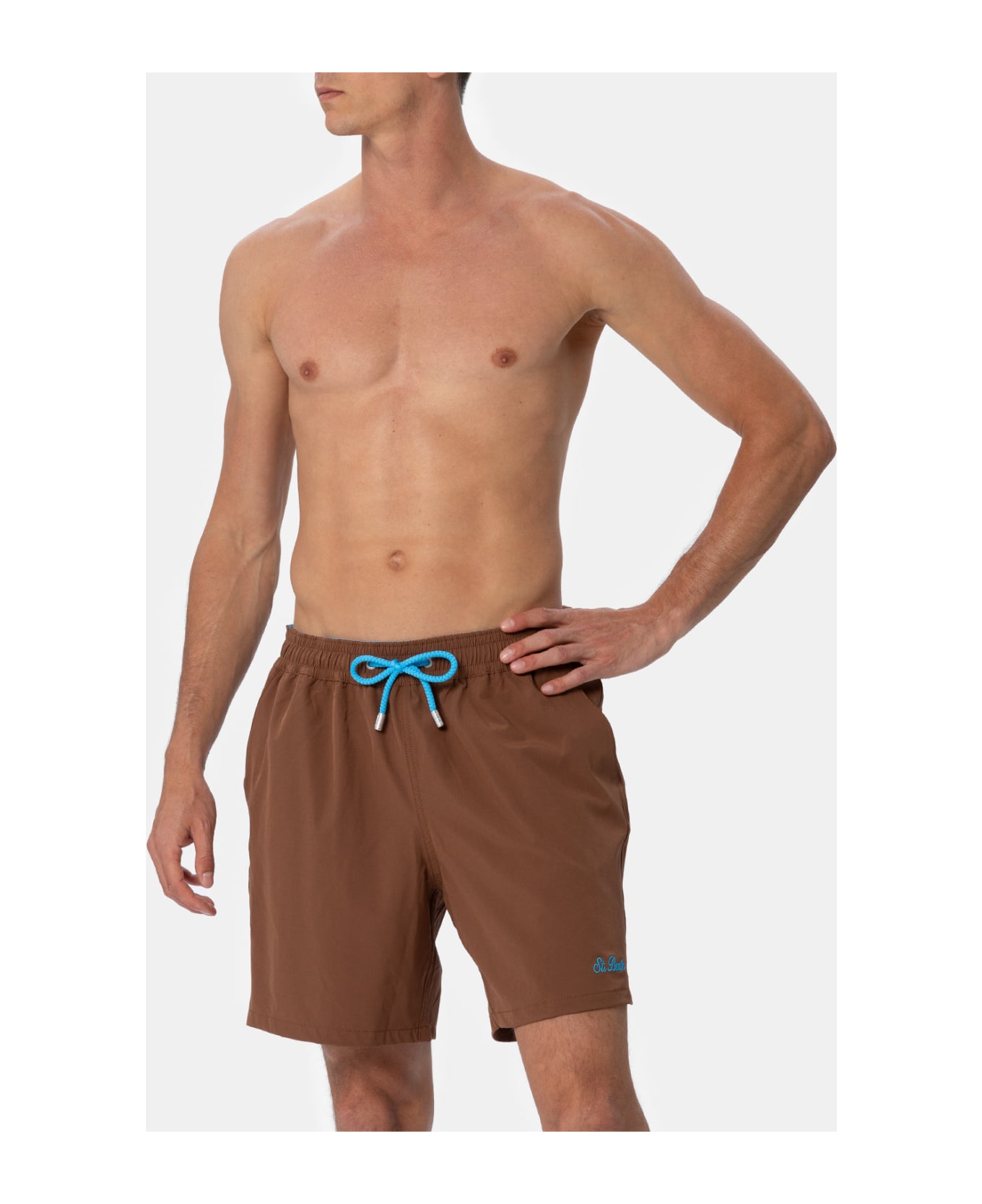 MC2 Saint Barth Man Brown Comfort Swim Shorts - BROWN