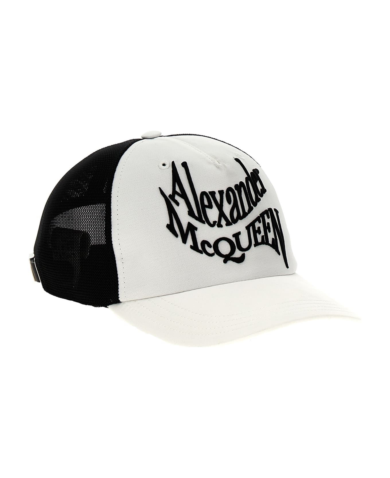 Alexander McQueen 'warped Logo' Baseball Cap - White/Black