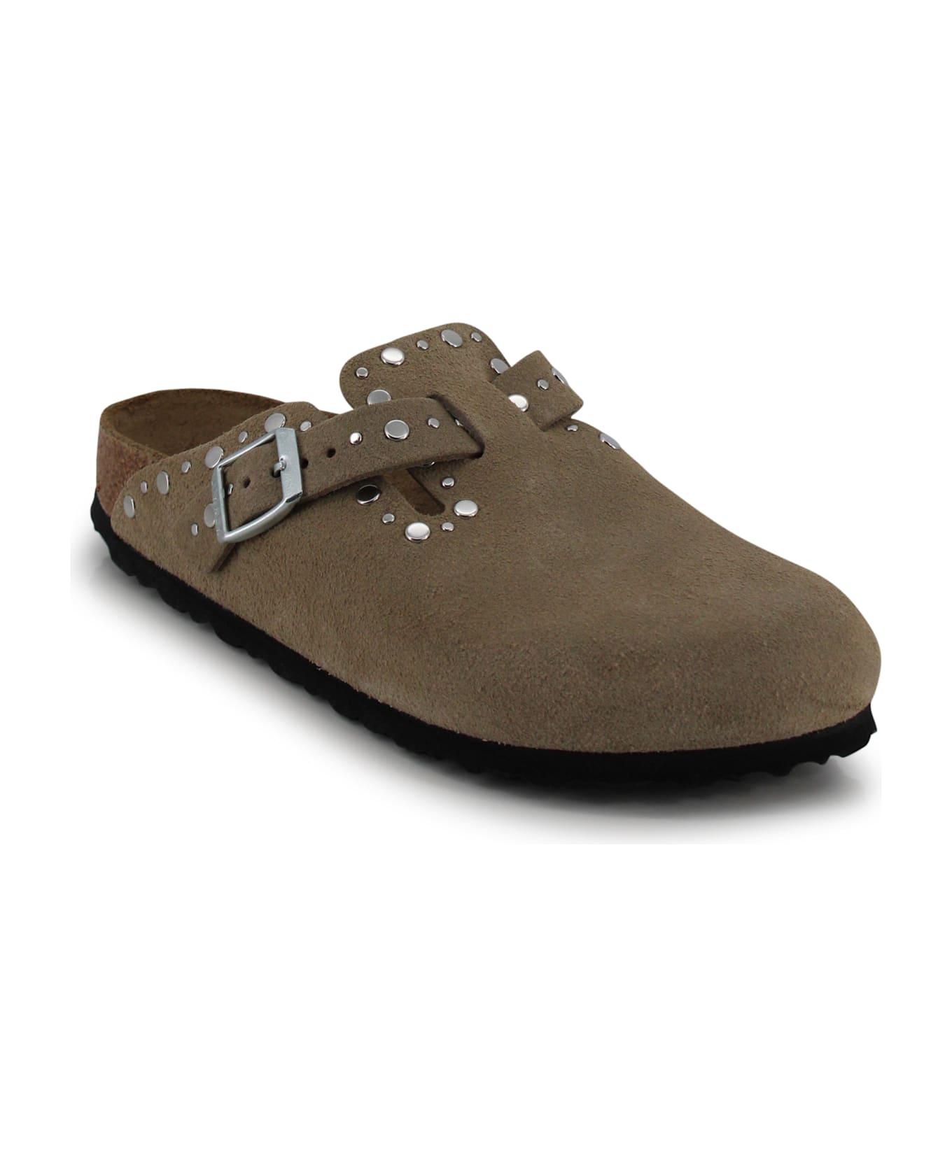 Birkenstock Boston Rivets In Suede - Beige