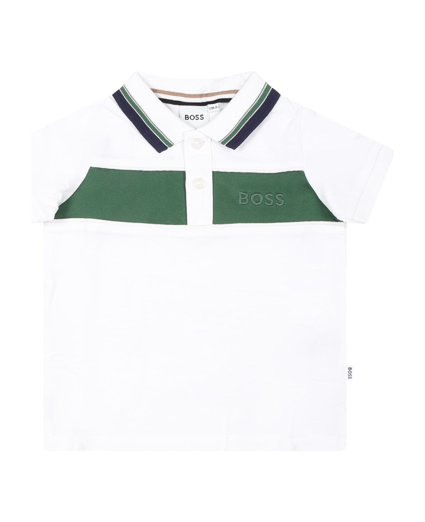 Hugo Boss White Polo Shirt For Baby Boy With Logo - White