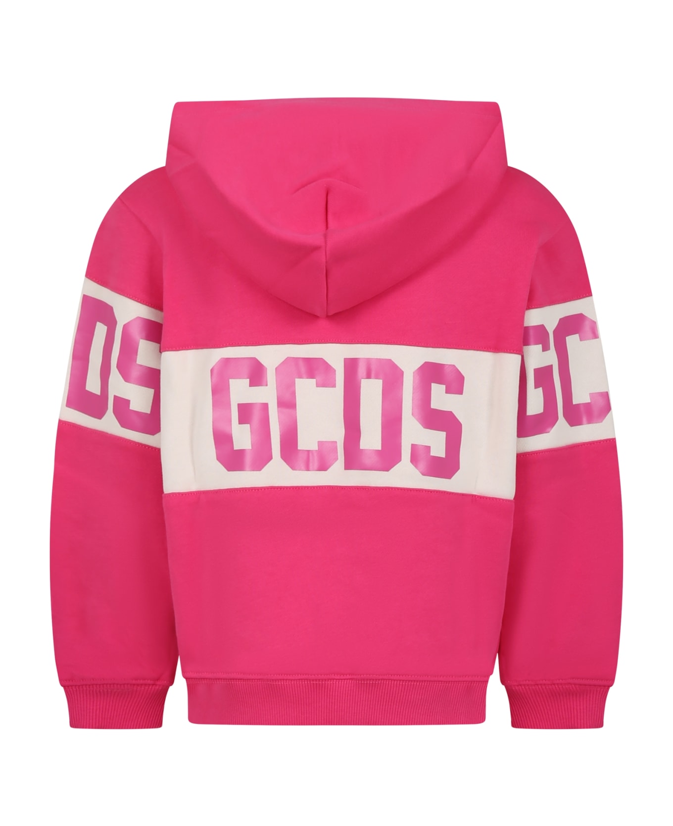 GCDS Mini Fuchsia Sweatshirt For Girl With Logo - Fuchsia