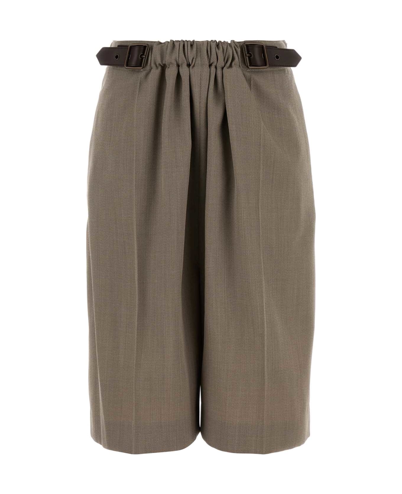 Loewe Cappuccino Wool Bermuda Shorts - BEIGE MELANGE