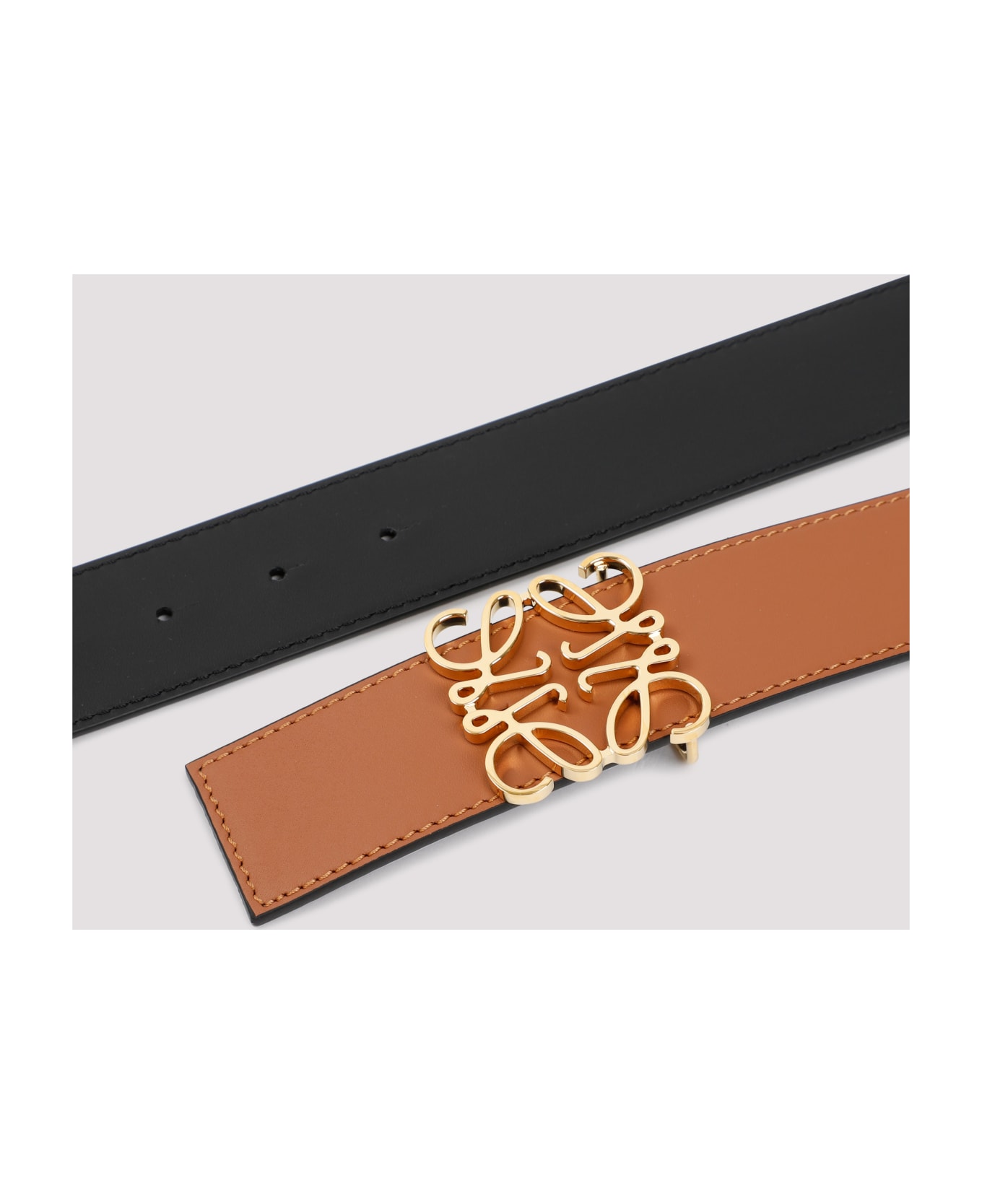 Loewe Reversible Anagram Belt 4cm - Tan Black Gold