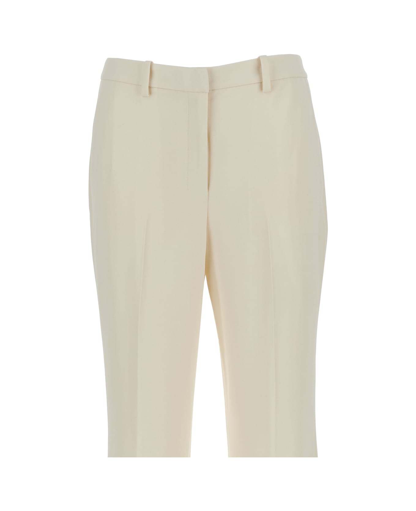 Theory Ivory White Sartorial Pants With Stretch Pleat In Technical Fabric Woman - White