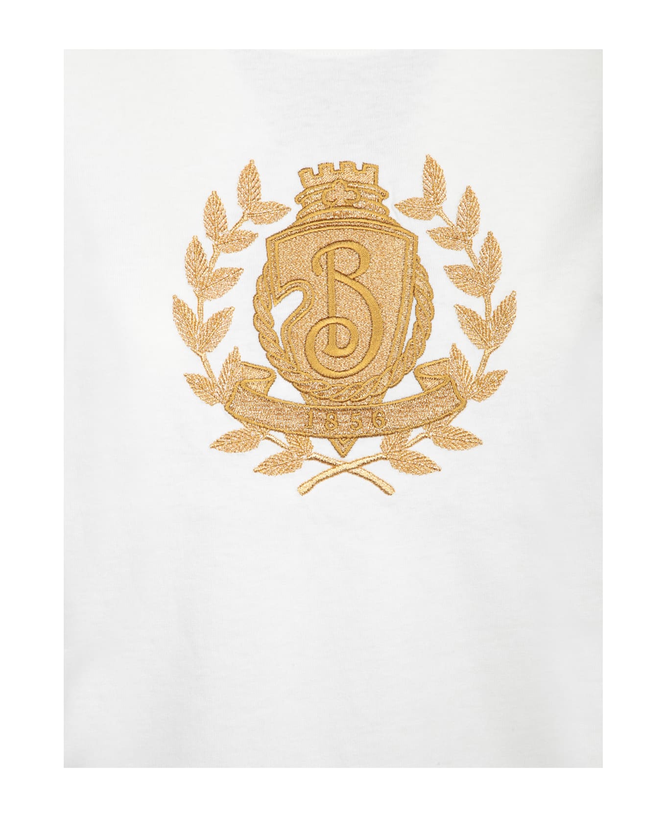 Burberry White T-shirt With Gold Embroidery - White
