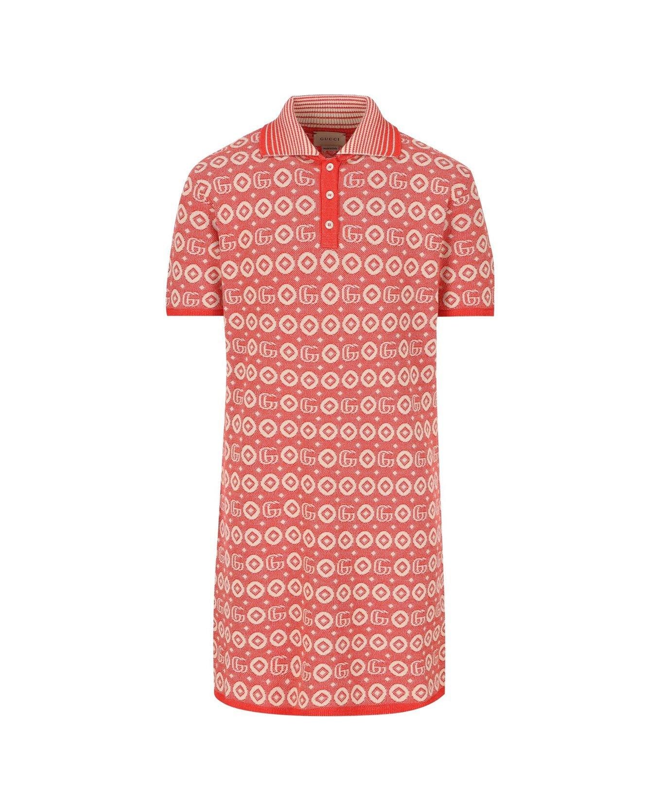 Gucci Monogram Short-sleeved Dress - Red