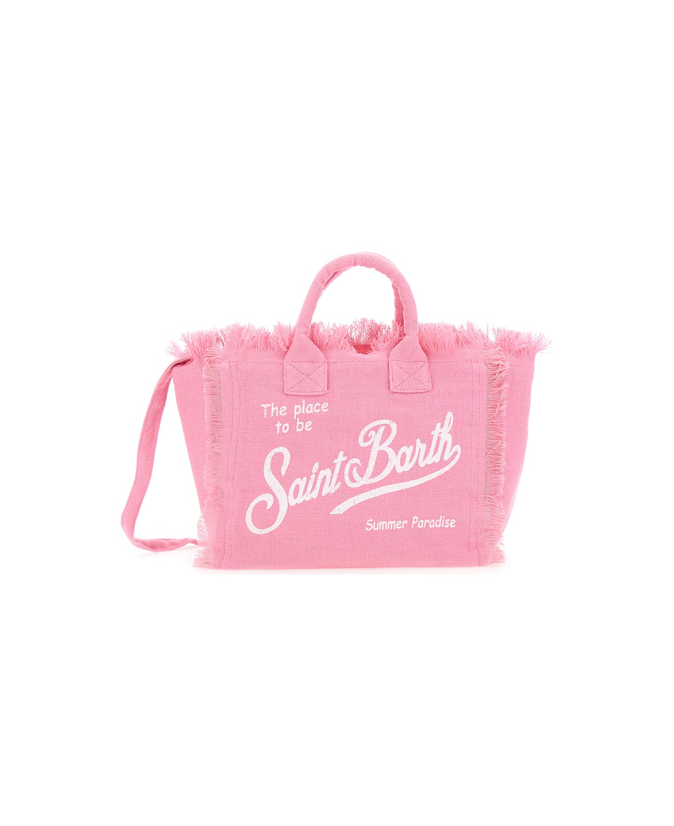 MC2 Saint Barth 'colette' Pink Handbag With Embroidered Logo On The Front And Adjustable And Removable Shoulder Strap In Linen Girl - Pink