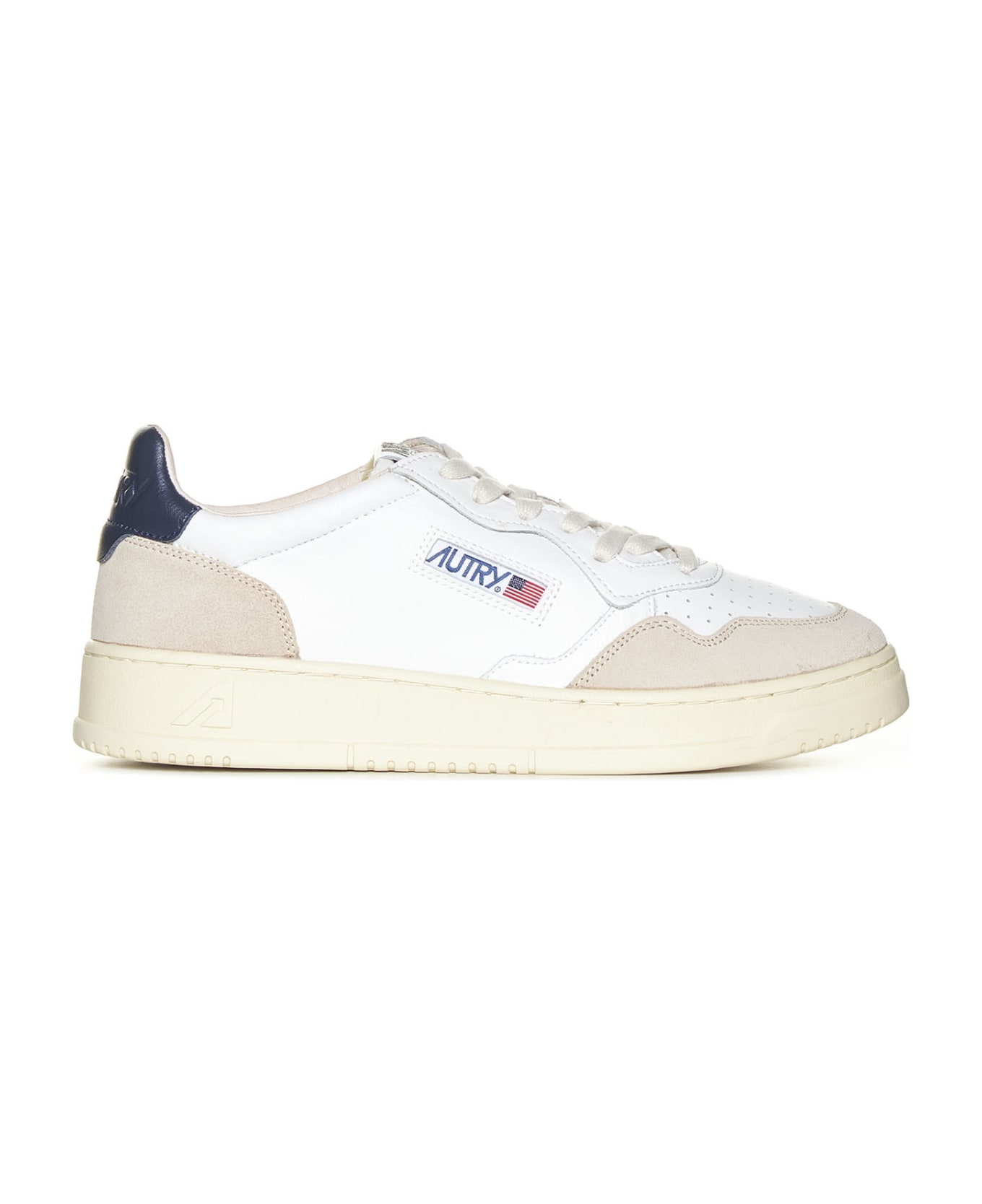 Autry Logo Patched Sneakers - White/Blue