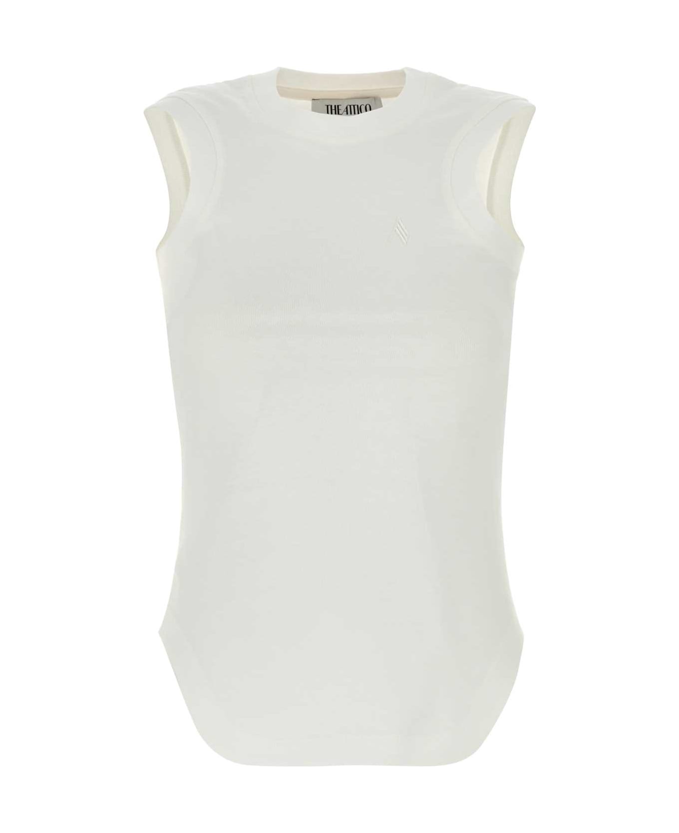 The Attico White Cotton Tank Top - White