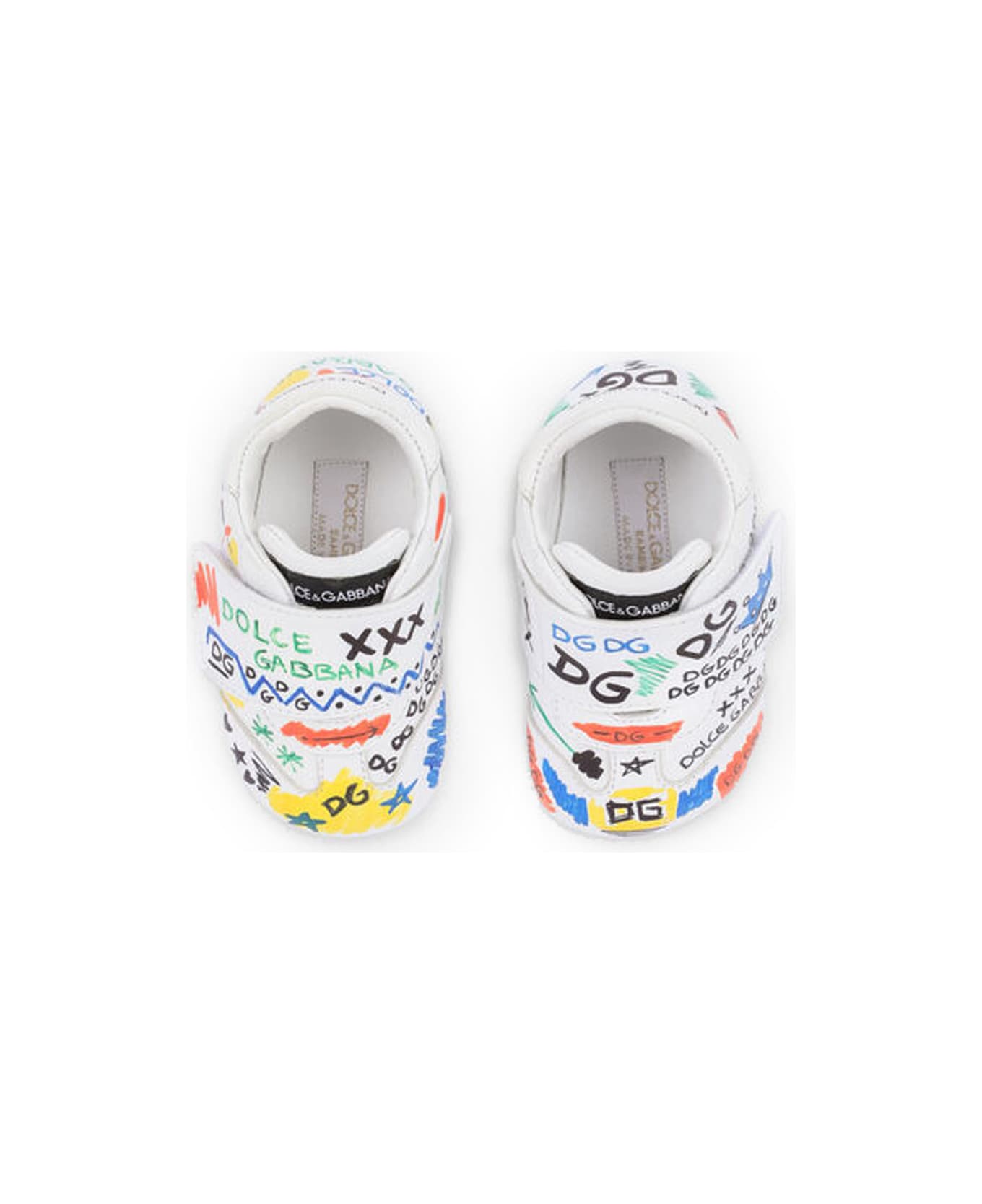 Dolce & Gabbana Strap Sneakers With Written Print - Multicolor