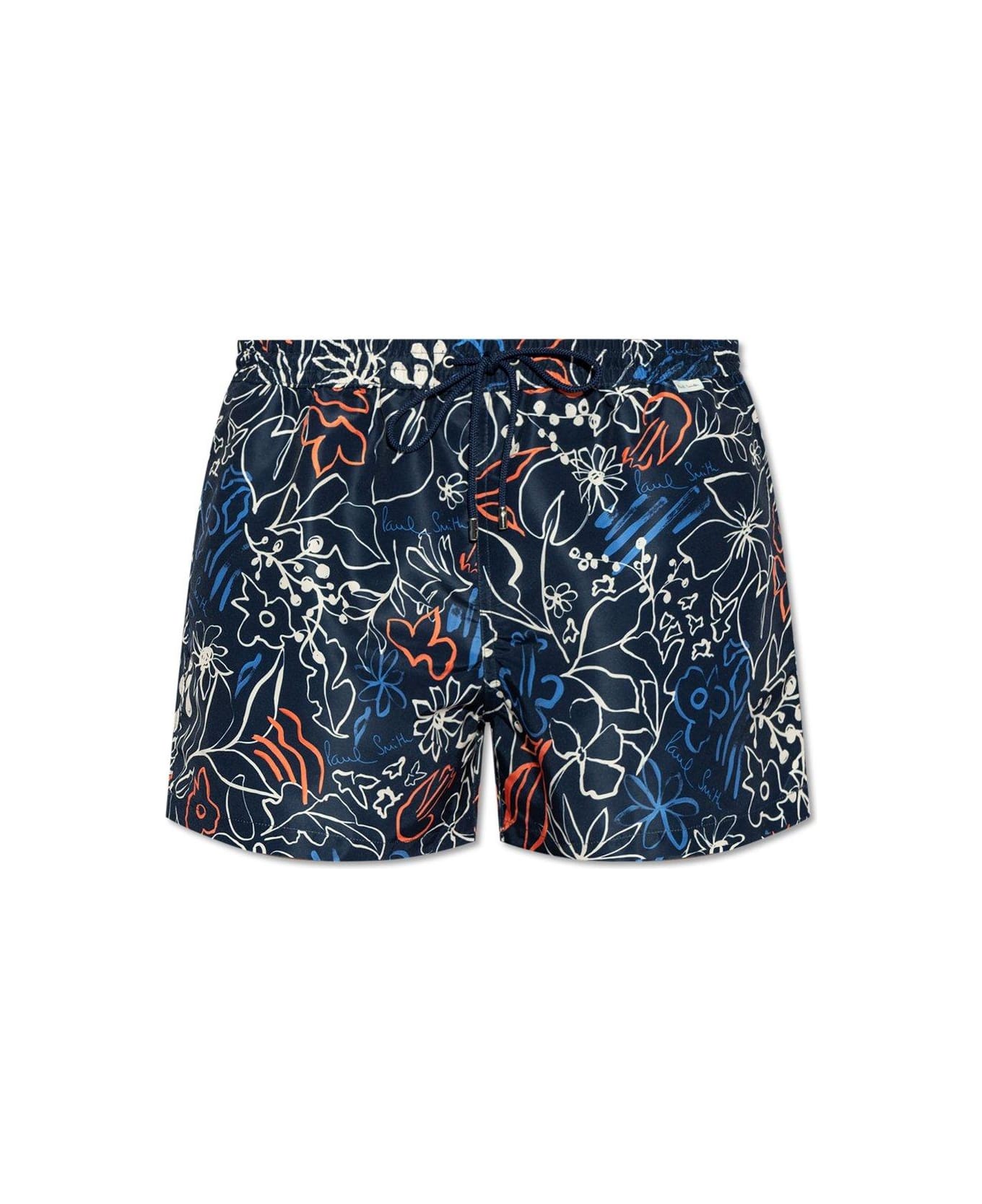 Paul Smith Floral-printed Drawstring Swim Shorts - BLUE