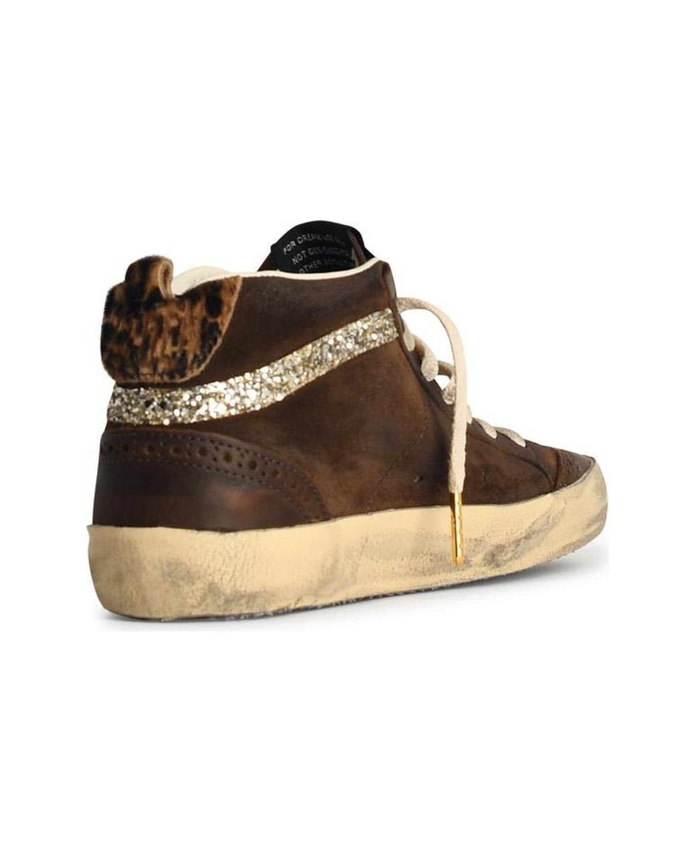 Golden Goose Mid Star Glittered Lace-up Sneakers - Brown