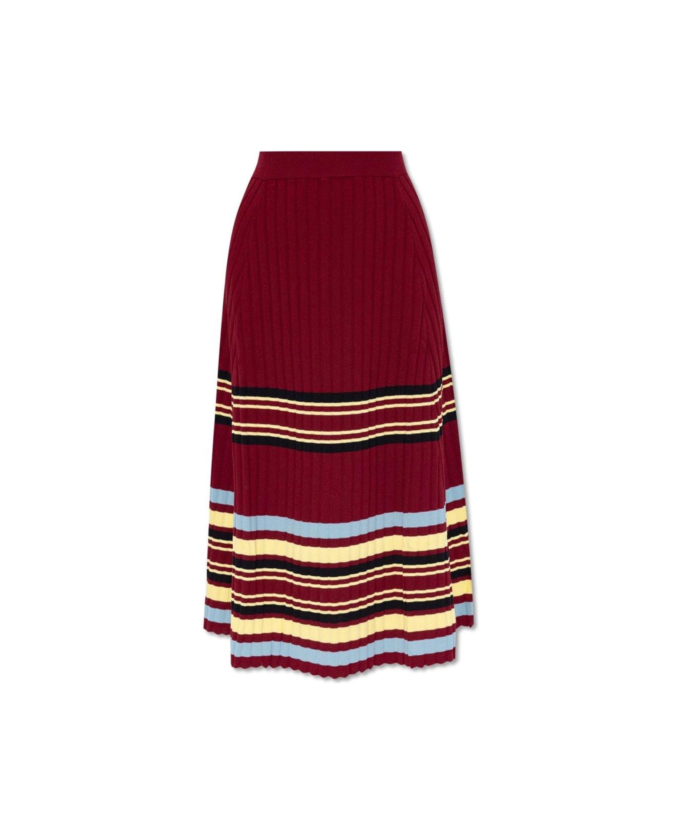 Wales Bonner Wander Pleated Flared Hem Midi Skirt - Red Yellow And Blue