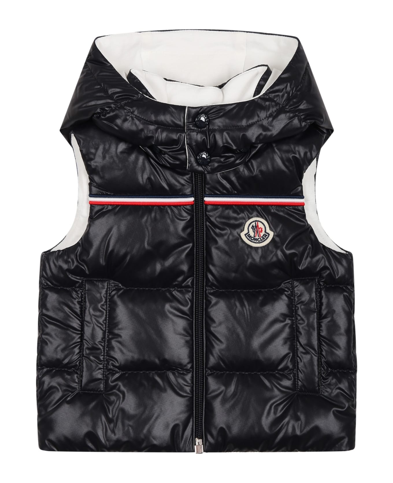Moncler Blue Peter Down Jacket For Baby Boy With Logo - Blue