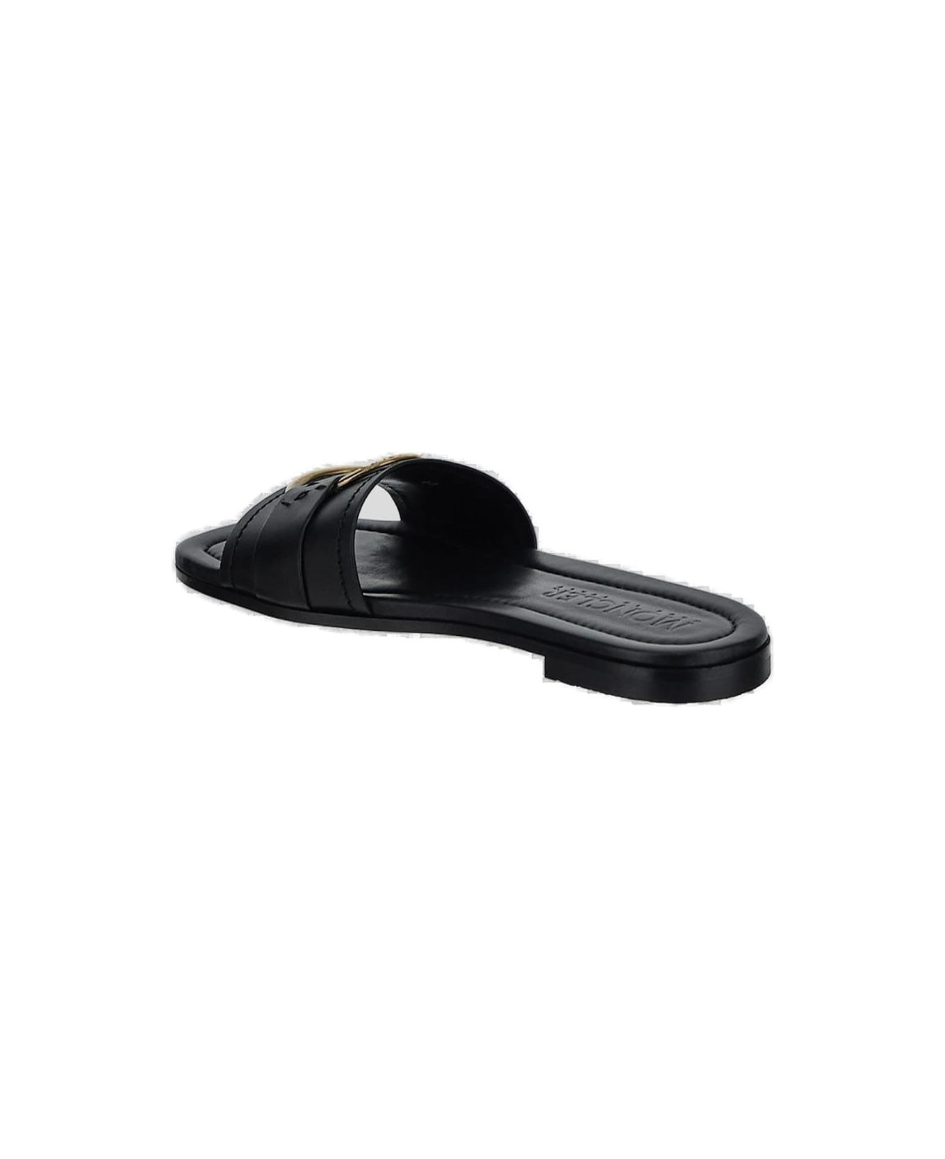 Moncler Logo Engraved Slip-on Sandals - Black サンダル