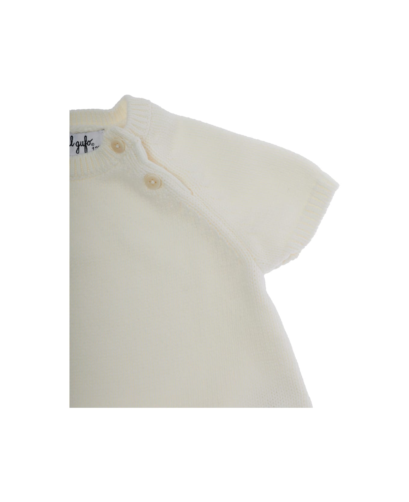 Il Gufo White Set With Crewneck And Front Button Closure And Ribbed Trims In Cotton Baby - White