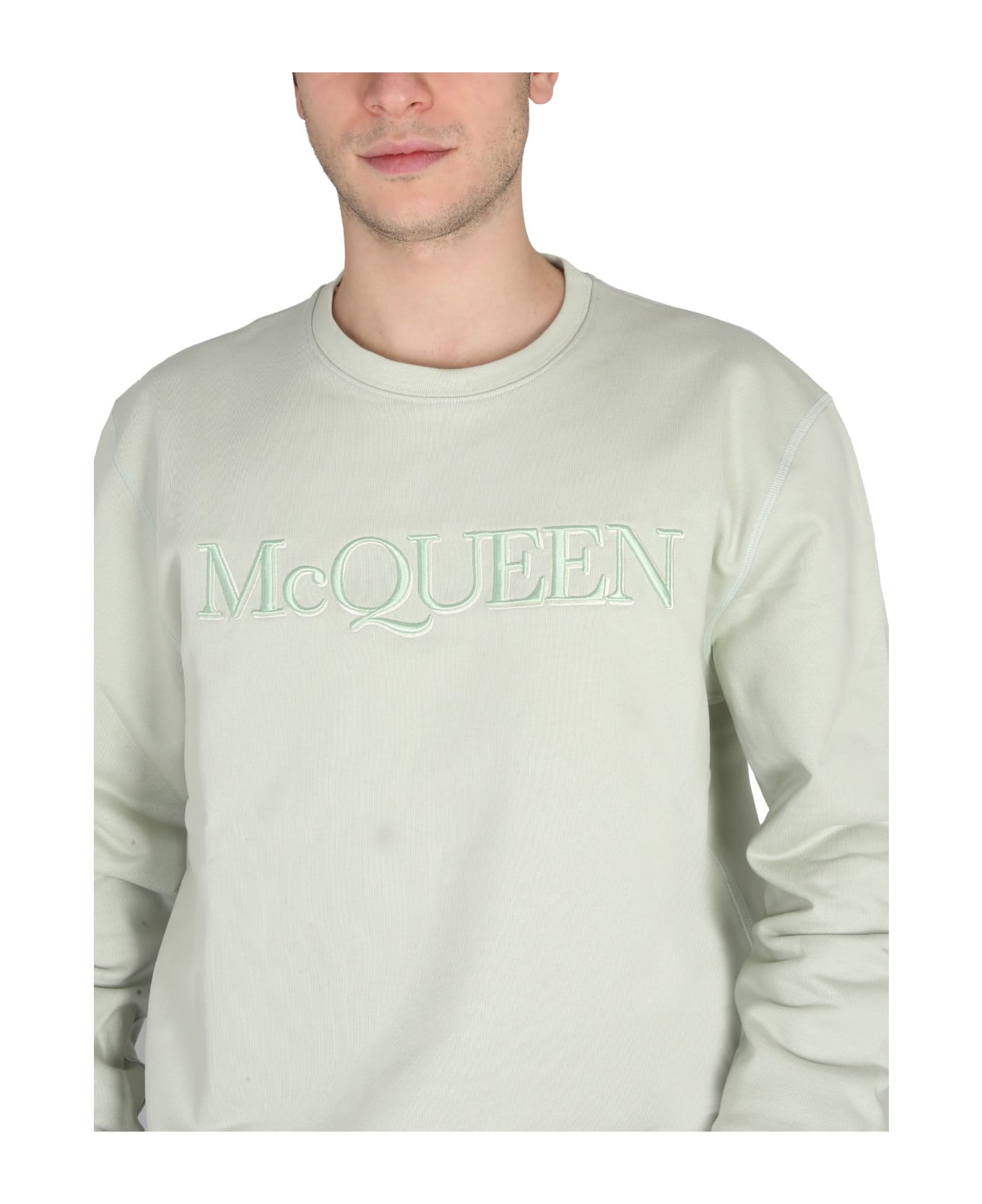 Alexander McQueen Sweatshirt With Logo Embroidery - Green