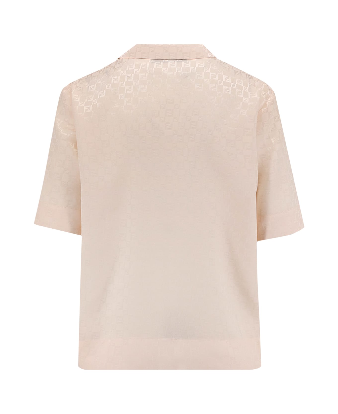 Fendi Jacquard Silk Shirt With Ff Chess Motif - Peach Sorbet