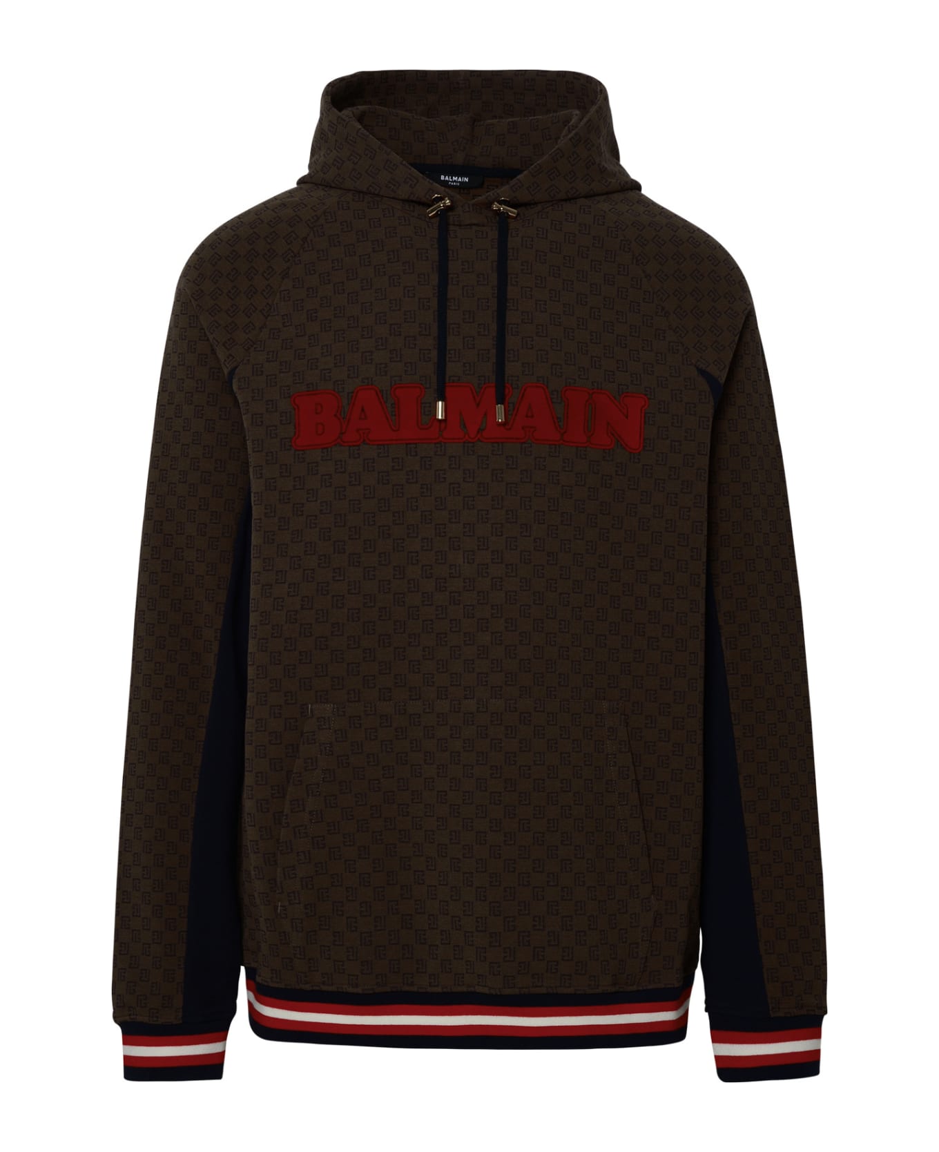 Balmain Brown Cotton Blend Sweatshirt - Marron/marron foncè/marine/rou